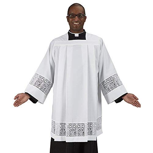 Christian Brands Box Pleated Lace Surplice Blouse - Elegant Church Wear for Women, Perfect for Sunday Service, Weddings & Special Occasions