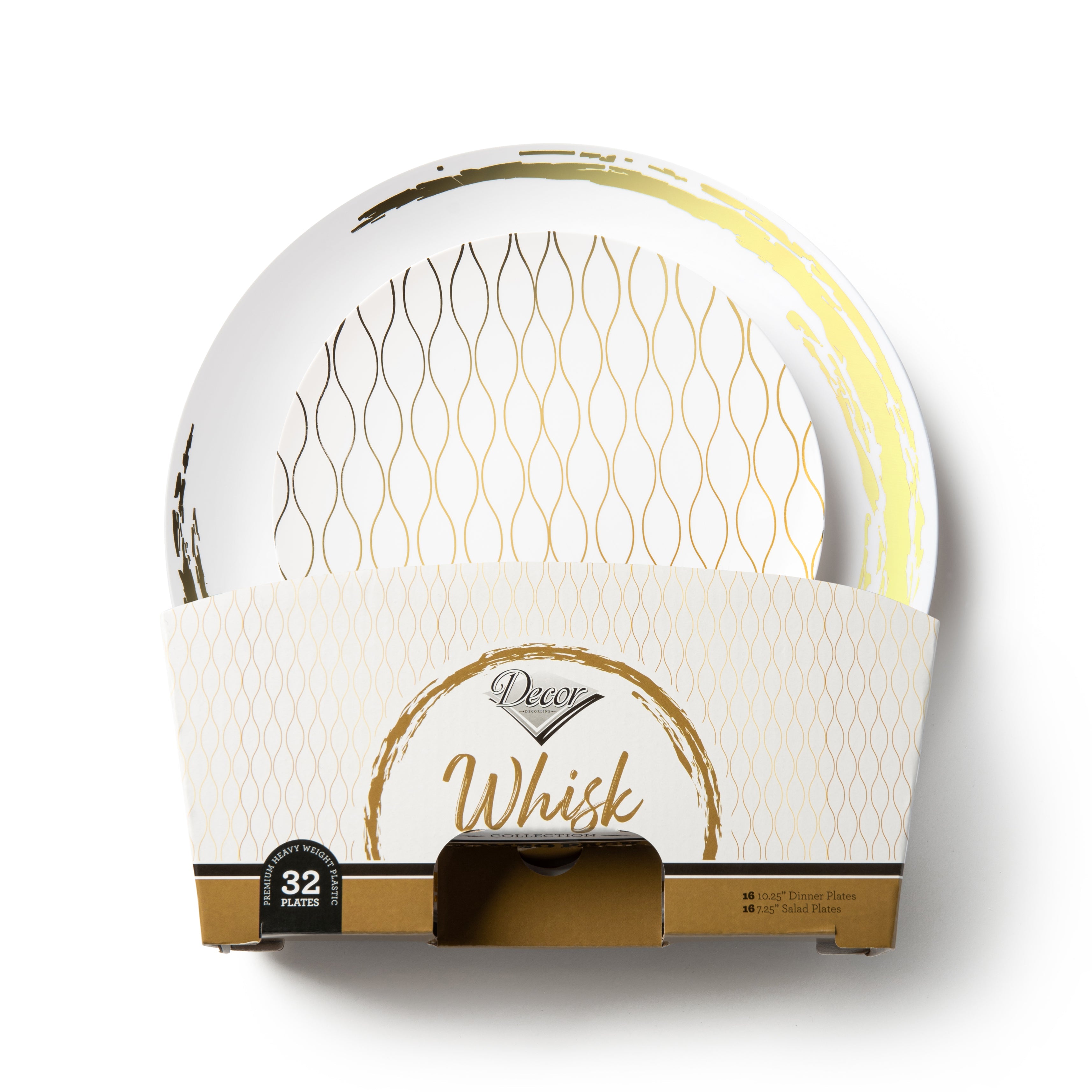 192-Piece White & Gold Round Plastic Dinnerware Set - 96 Servings - Elegant Disposable Plates, Cups & Cutlery Combo for Parties, Weddings & Events - BPA-Free & Durable