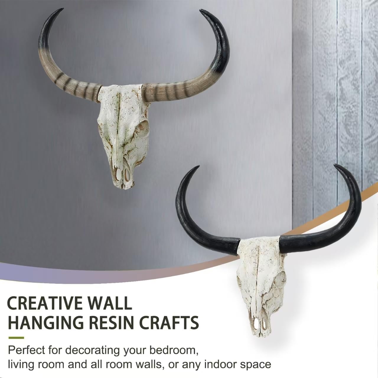 20-Inch Longhorn Skull Wall Sculpture - Handmade Faux Taxidermy Cow Skull Decor - Western & Farmhouse Wall Art for Southwestern Home Decor (Black) | Perfect for Ranch, Cabin, or Southwestern Style Living Rooms