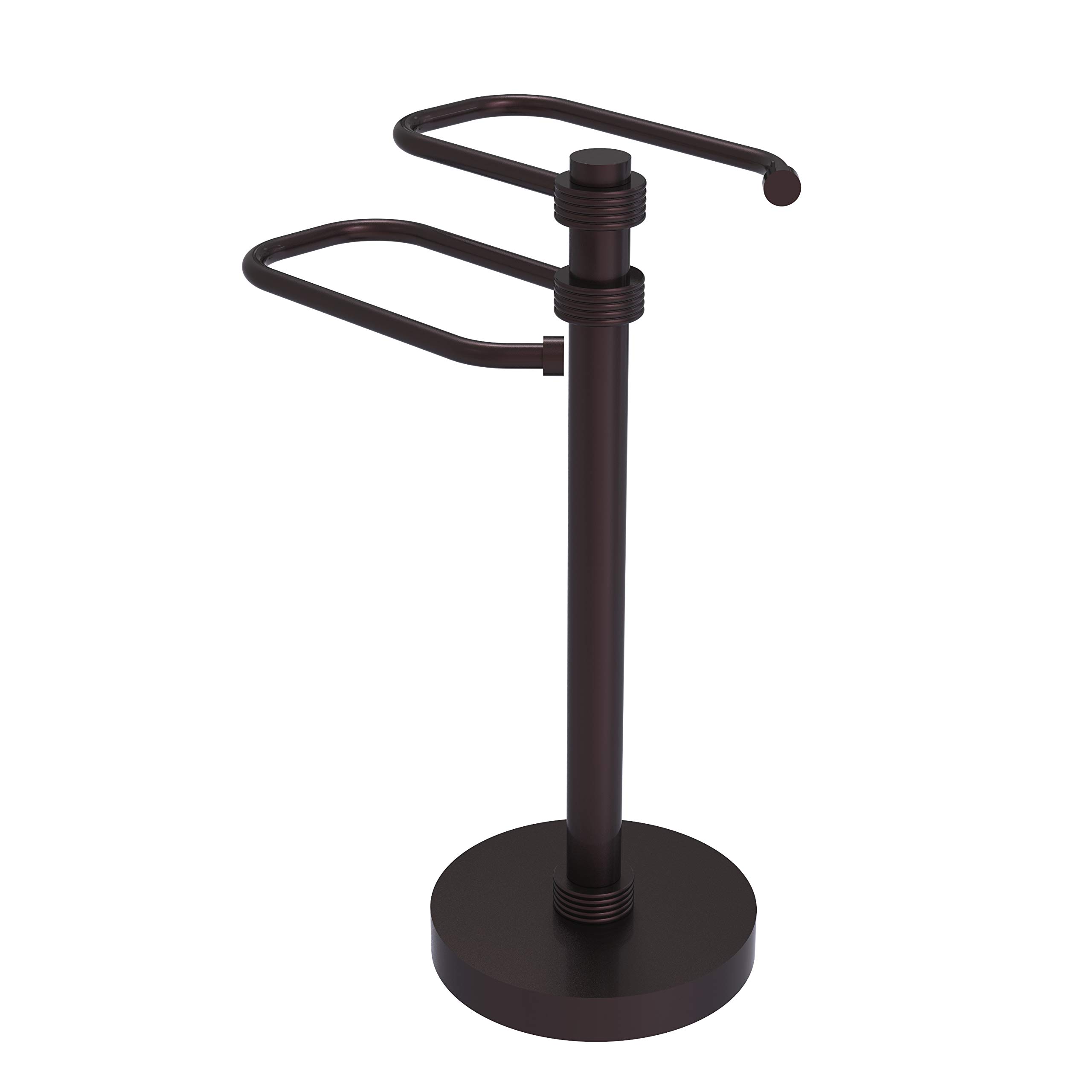 Allied Brass TS-15G-ABZ Free Standing Two Arm Bathroom Towel Holder, Antique Bronze Finish - Perfect for Guest Bathrooms, Spas and Luxury Home Decor