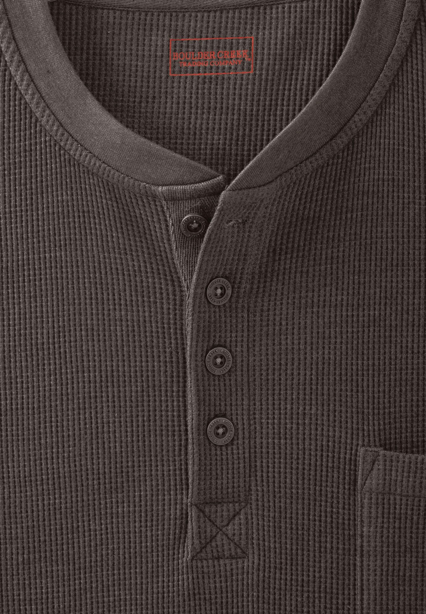 Boulder Creek by Kingsize Men's Big & Tall Thermal Pocket Henley Shirt - Long Sleeve Warm Layering for Winter & Outdoor Activities
