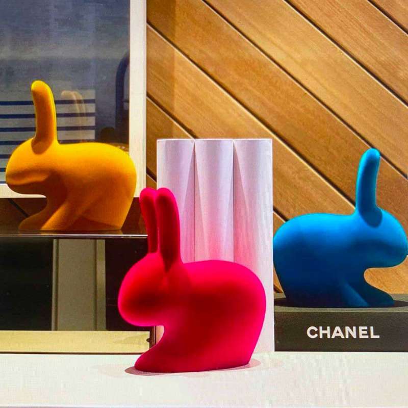 Qeeboo Rabbit XS Bookend - Velvet Finish Decorative Book Holder for Kids' Room, Nursery & Bookshelf Organization | Perfect Gift for Book Lovers
