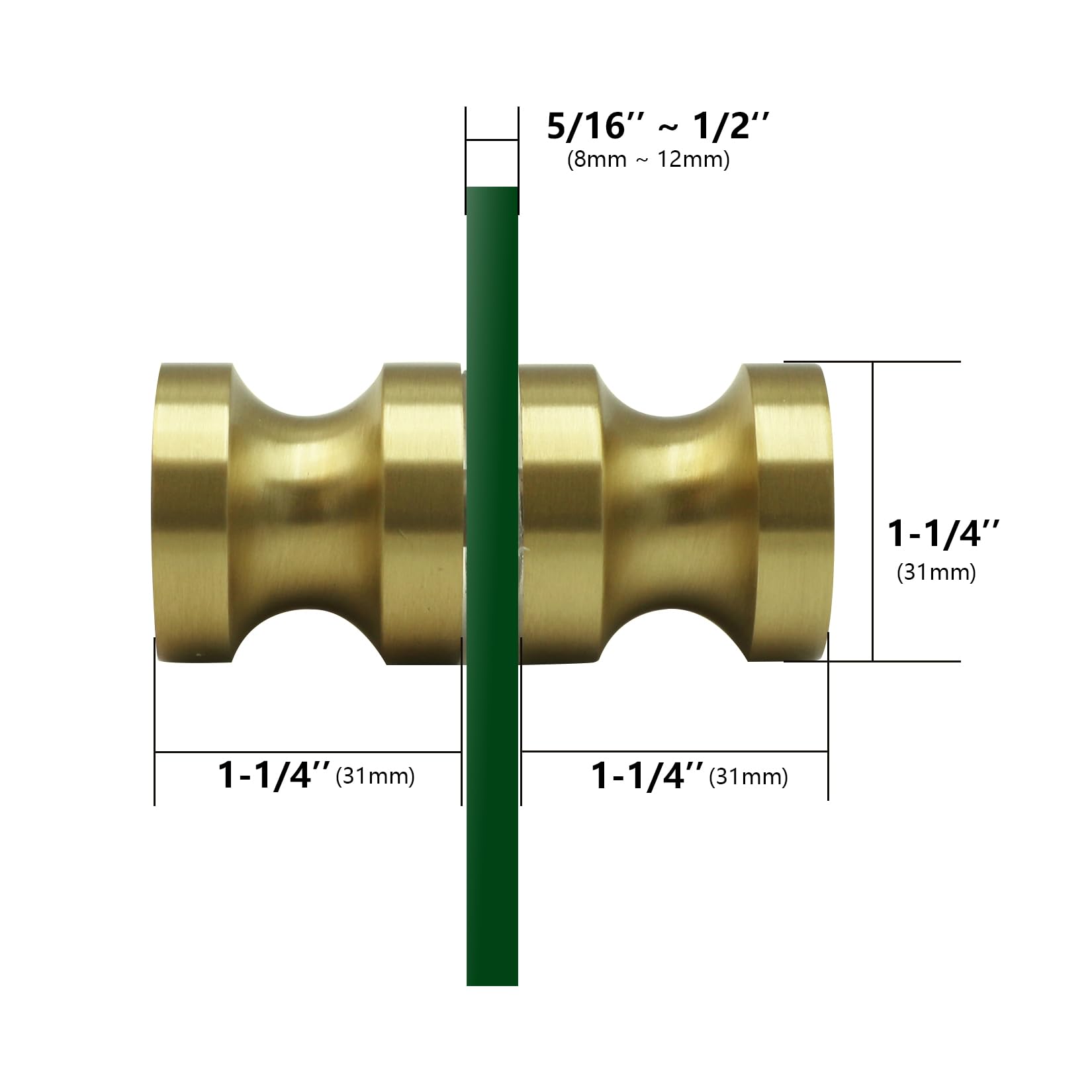 Brushed Gold SUS304 Shower Door Knob - Anti-Fingerprint Handle for Glass Shower Doors