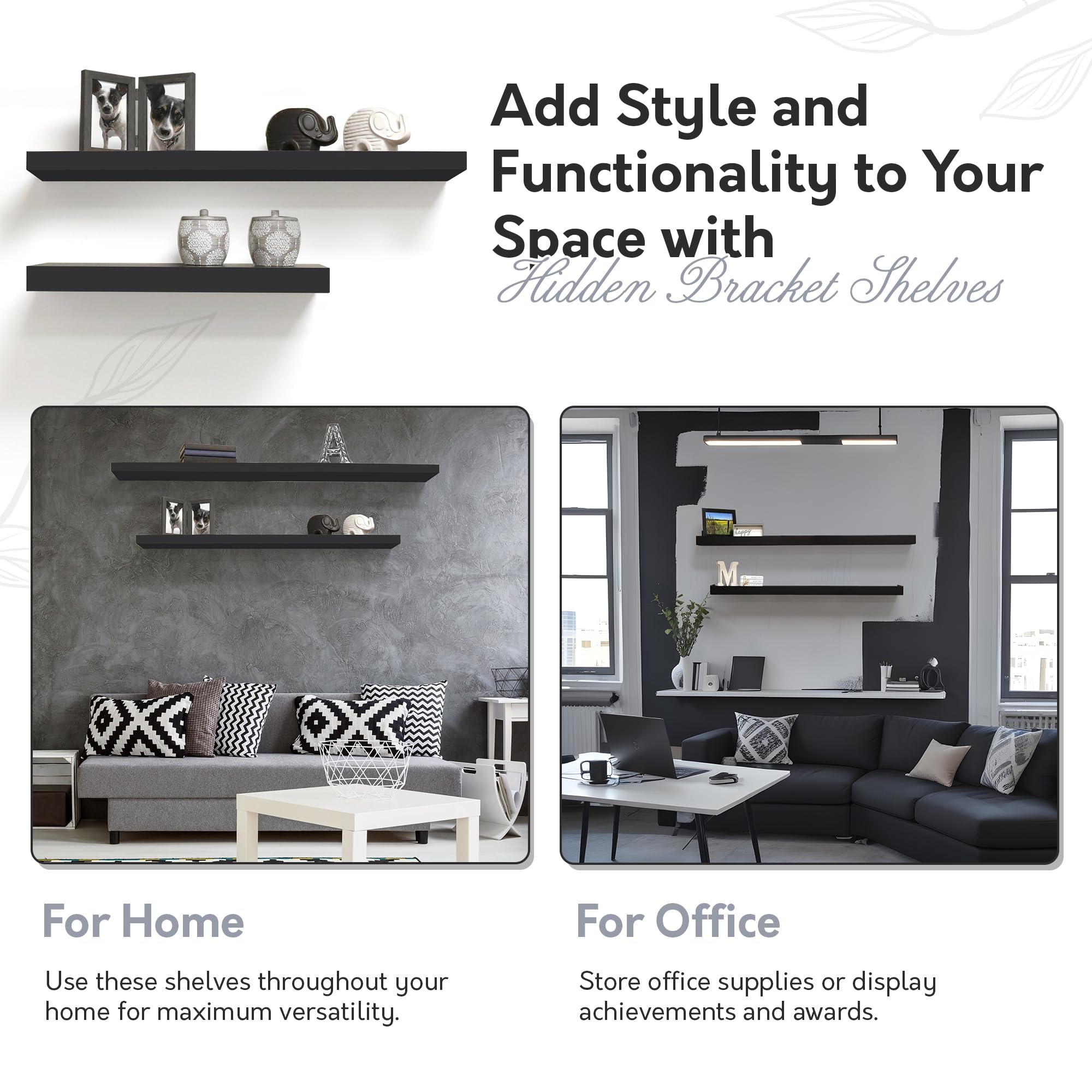 InPlace Floating Wall Shelves Set - 10.2