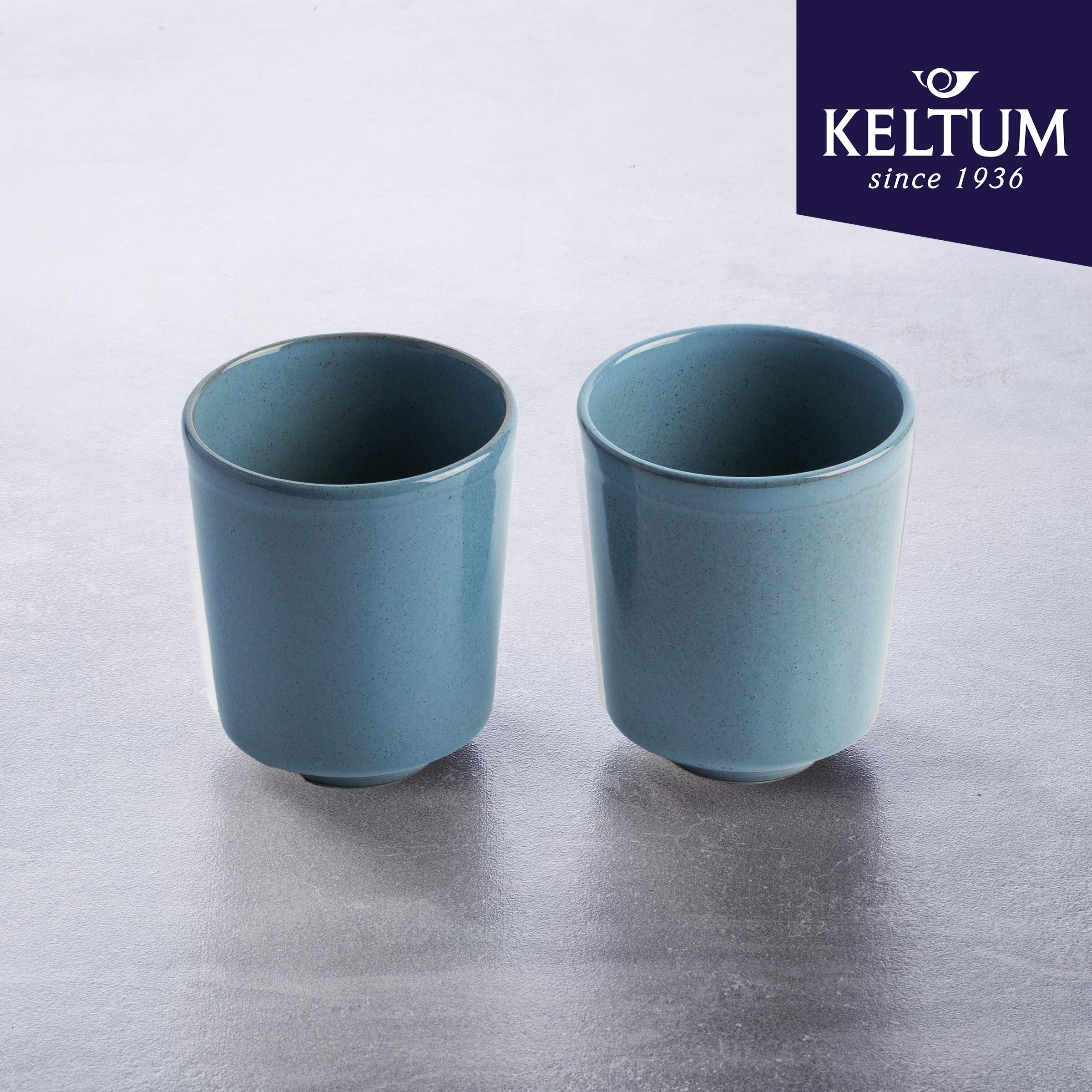 Premium Smokey Blue Glazed Stoneware Coffee Mugs - Set of 2 (8.5 oz Each) - Perfect for Hot Tea, Coffee & Home Decor - Durable Ceramic Cups for Kitchen, Office & Gifts