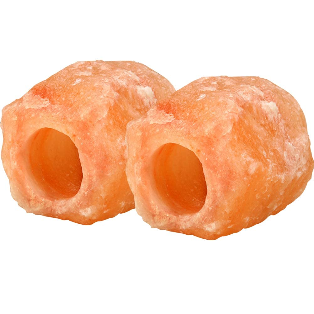 Himalayan Salt Candle Holders (2 Pack) - Natural Tealight Candle Holders for Home Decor, Aromatherapy, Meditation & Relaxation - Perfect for Bedroom, Bathroom, Yoga Studio & Spa