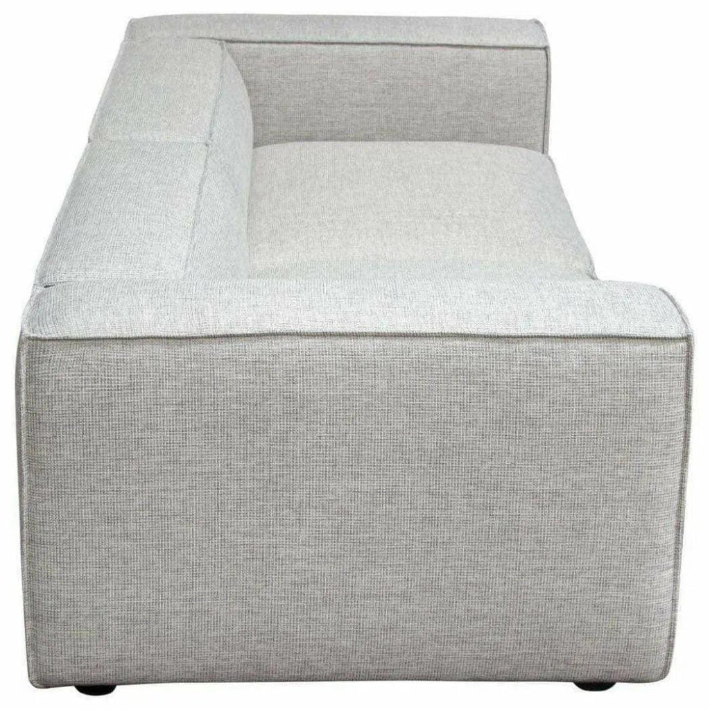 2-Piece Beige Low Back Modular Sofa Set in Barley Fabric - Modern Sectional Couch for Living Room, Lounge & Small Spaces