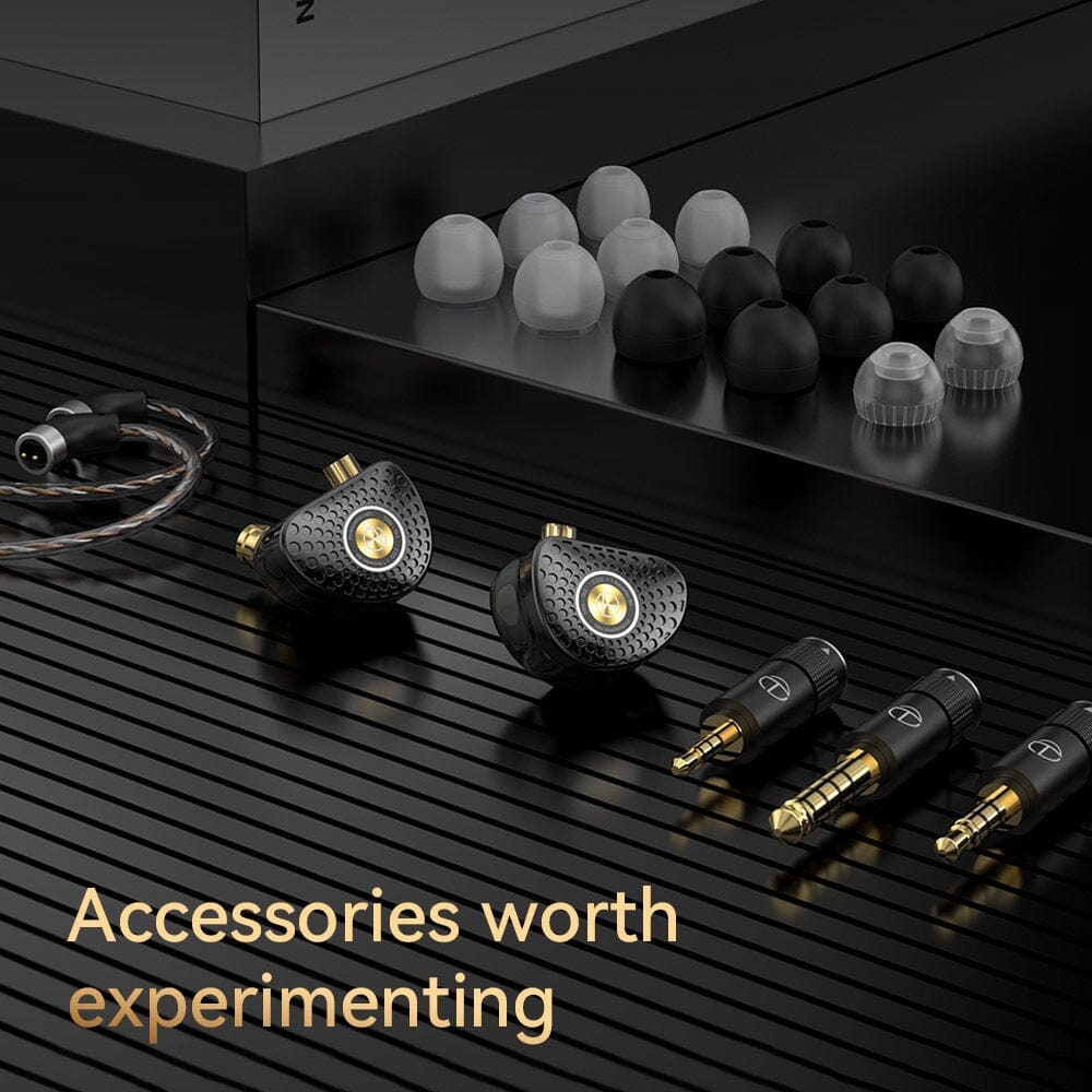 TRN TA3 Hybrid 2DD+1BA Knowles Balanced Armature In-Ear Monitors with Interchangeable 2.5mm/3.5mm/4.4mm Connectors - Perfect for Audiophiles, Musicians & Studio Monitoring