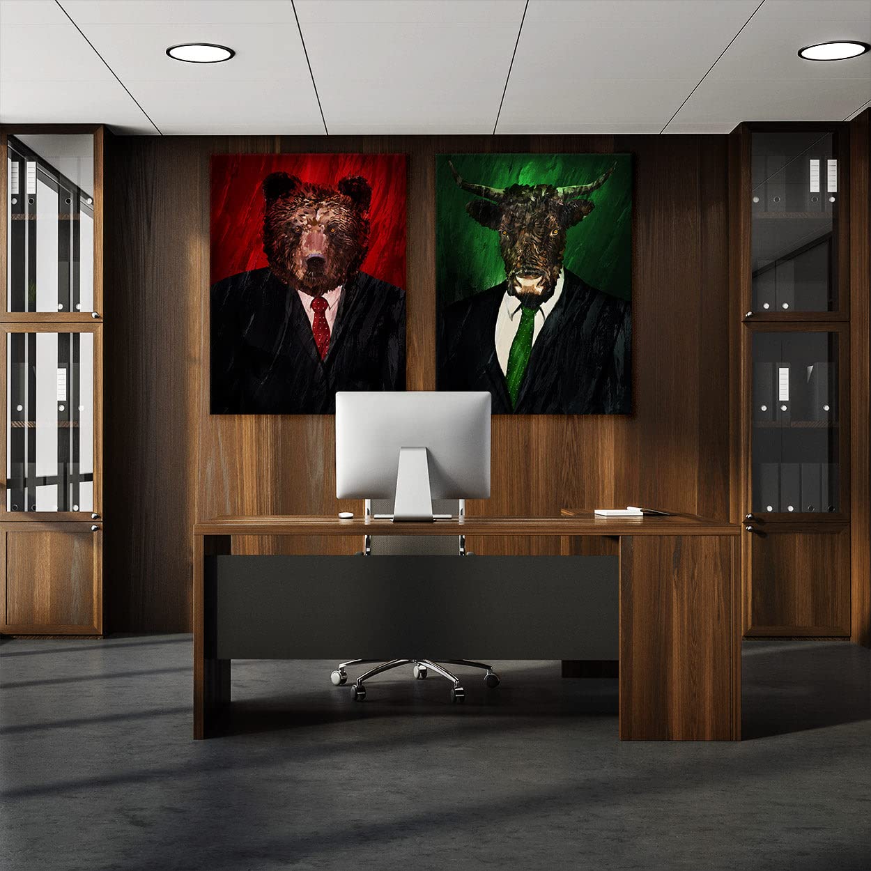 Bull & Bear Wall Art Canvas Print - 12x16 Inches, 1.5