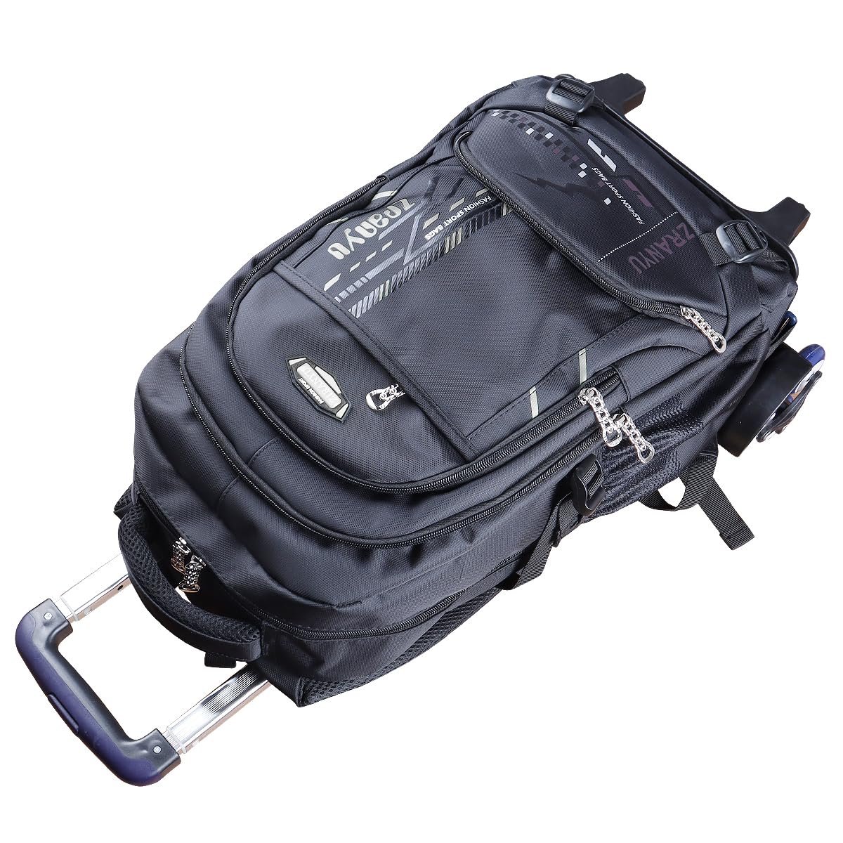 Rolling Backpack with Wheels - Durable Trolley School Bag for Boys & Girls (Black) | Perfect for Travel, School & Daily Commute