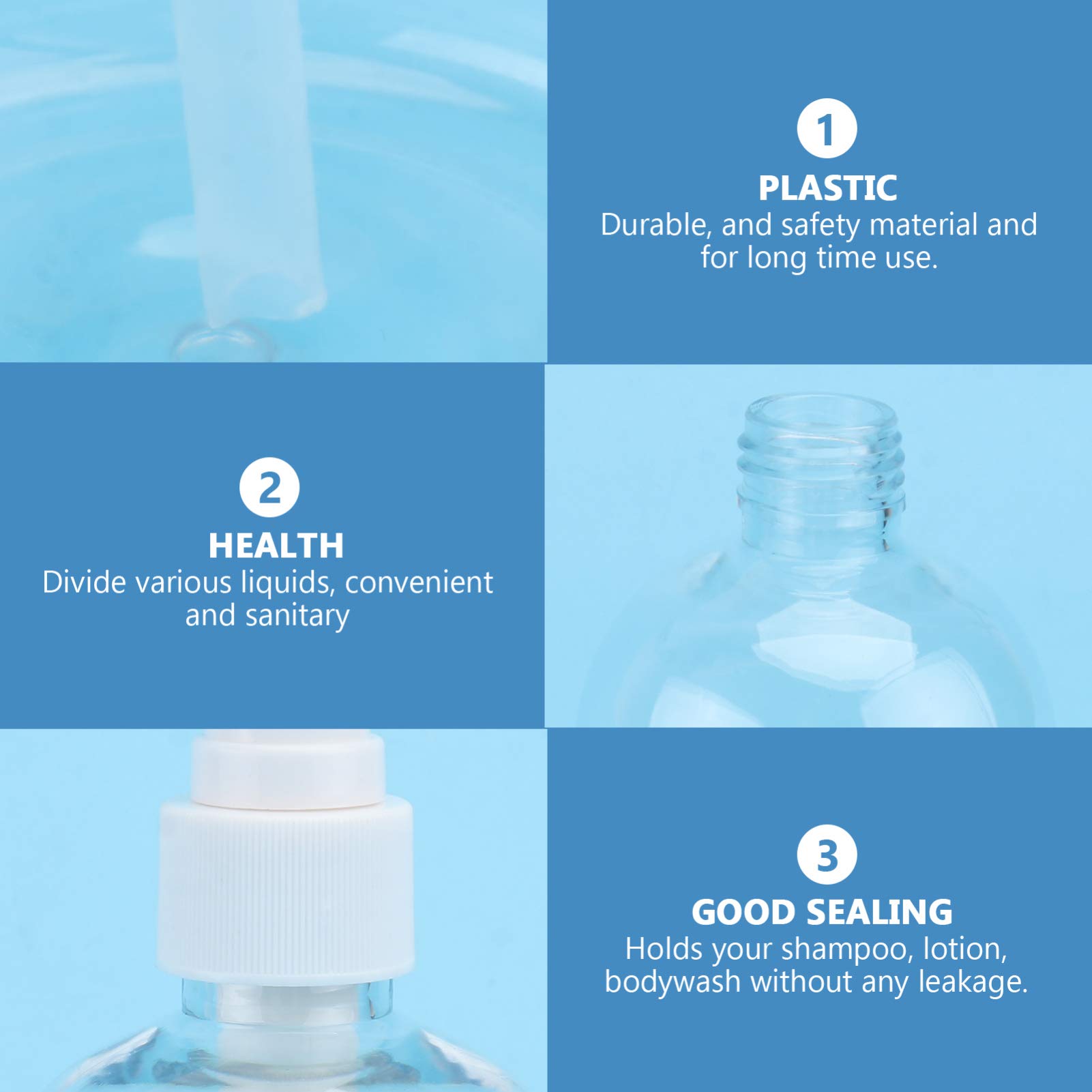 5-Pack Refillable Travel Bottles for Shampoo, Liquid Soap & Toiletries - Leakproof Mini Pump Bottles Set for Airplane Carry-on, Gym, Camping & Vacation Essentials