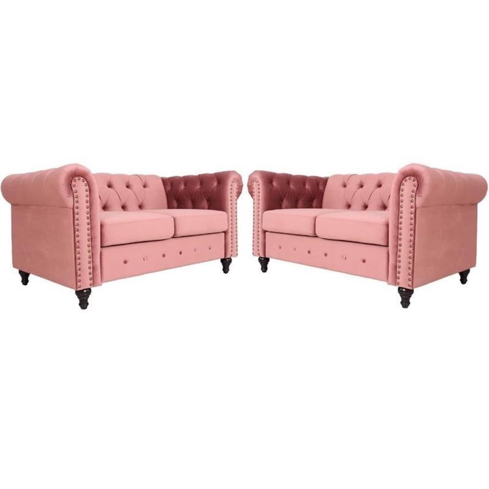 Home Square 2-Piece Microfiber Loveseat Set in Smoky Rose - Soft & Durable Living Room Furniture for Small Spaces, Apartments & Cozy Home Decor