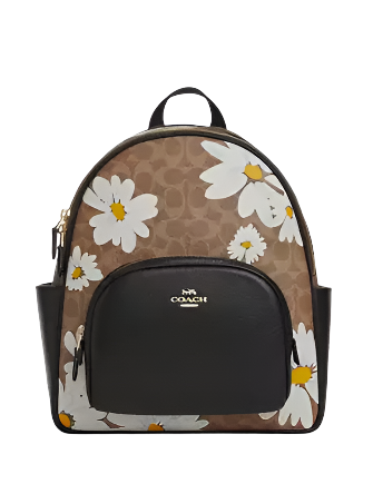 Coach Signature Canvas Floral Print Court Backpack - Stylish & Durable Women's Backpack for Work, School & Travel