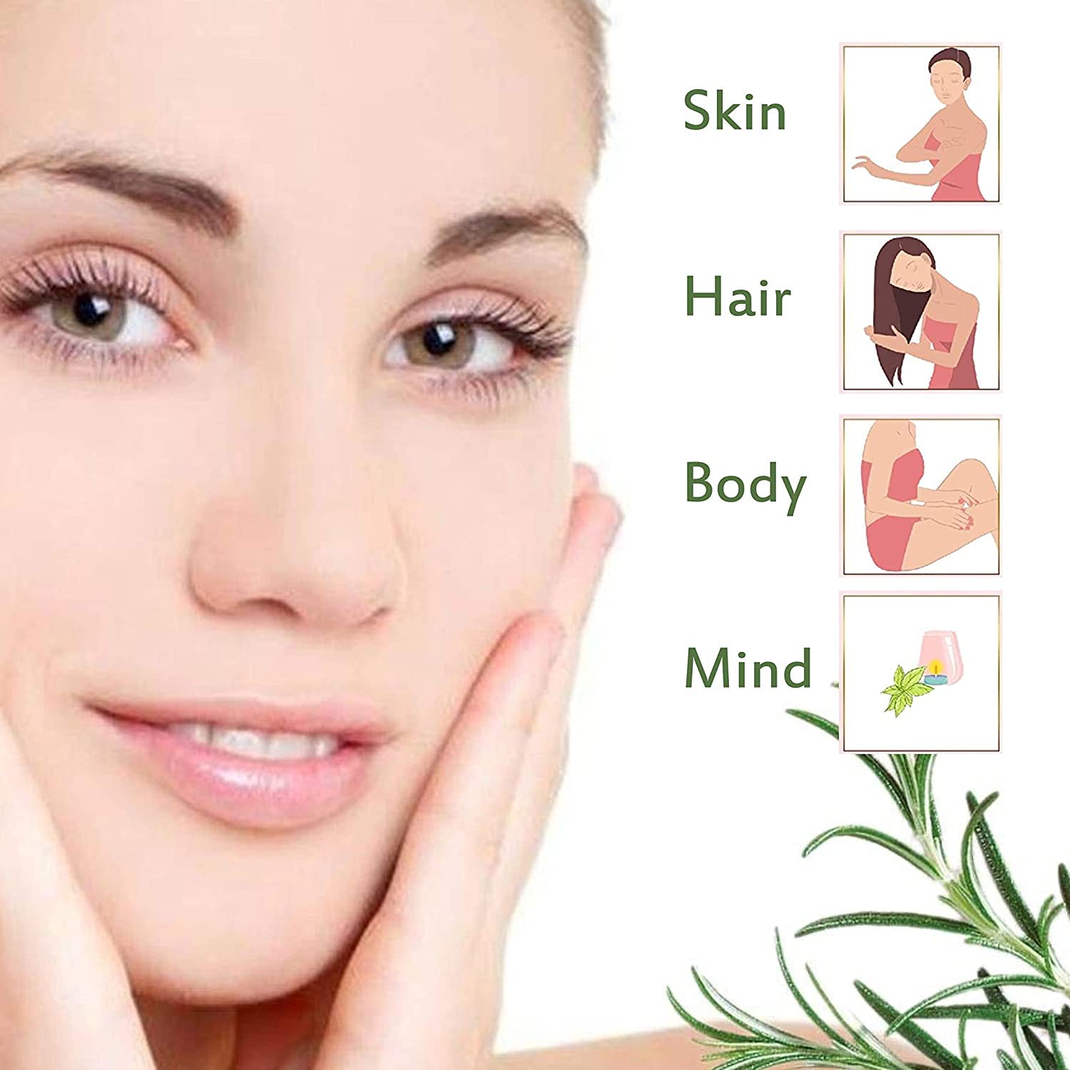 100% Pure & Natural Rosemary Essential Oil for Hair Growth, Skin Care & Aromatherapy - 15ml, Fragrance-Free, Undiluted - Perfect for DIY Beauty, Massage & Relaxation