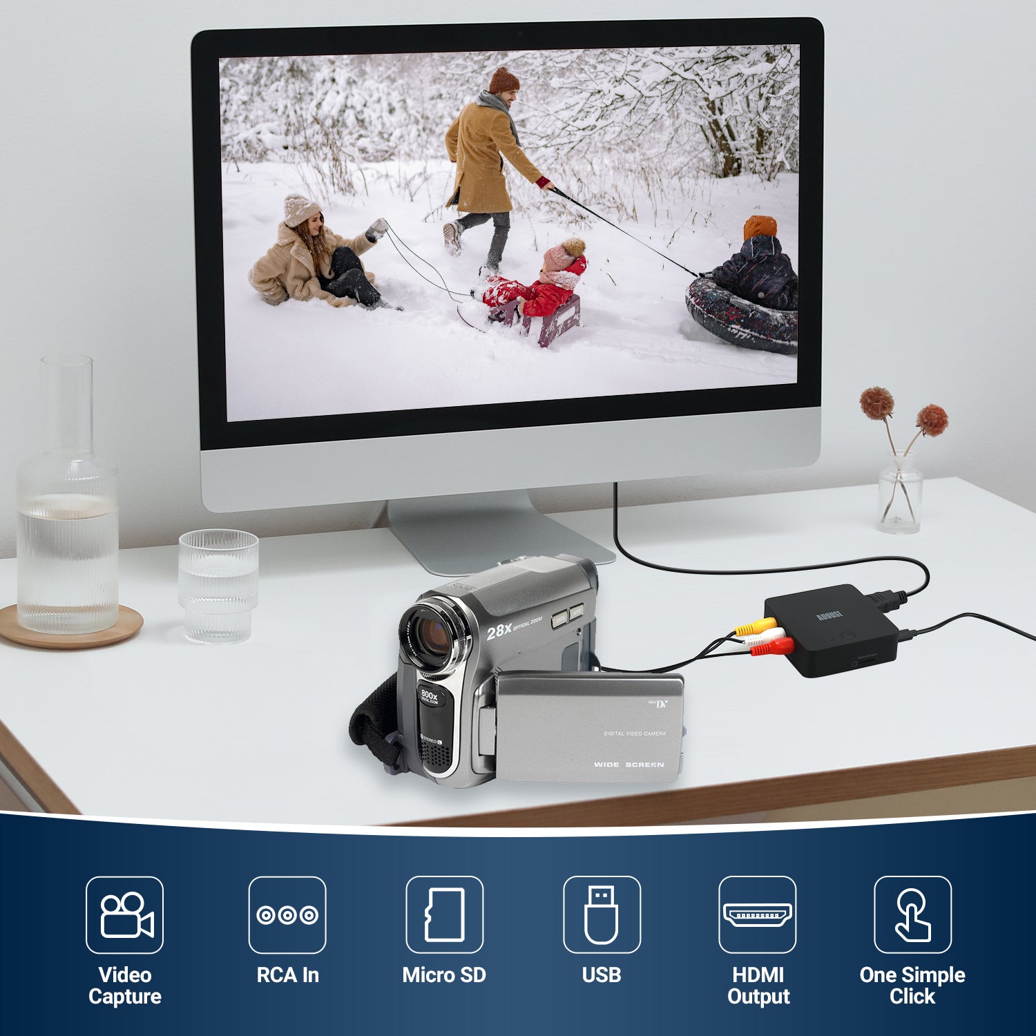 VHS to Digital Converter USB Video Grabber Kit - Convert VHS Tapes to Digital Format Without PC - August VGB400 - Perfect for Home Movies, Archiving & Sharing Memories