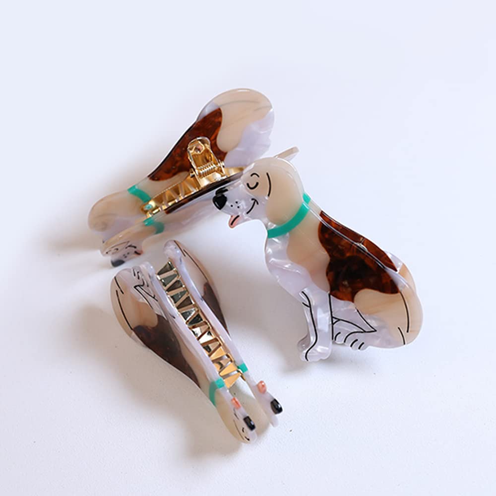 Beagle Dog Hair Clips for Women & Girls - Small Acetate Claw Hair Clips for Fine Hair (Pack of 15) - Perfect for School, Work, and Everyday Styling