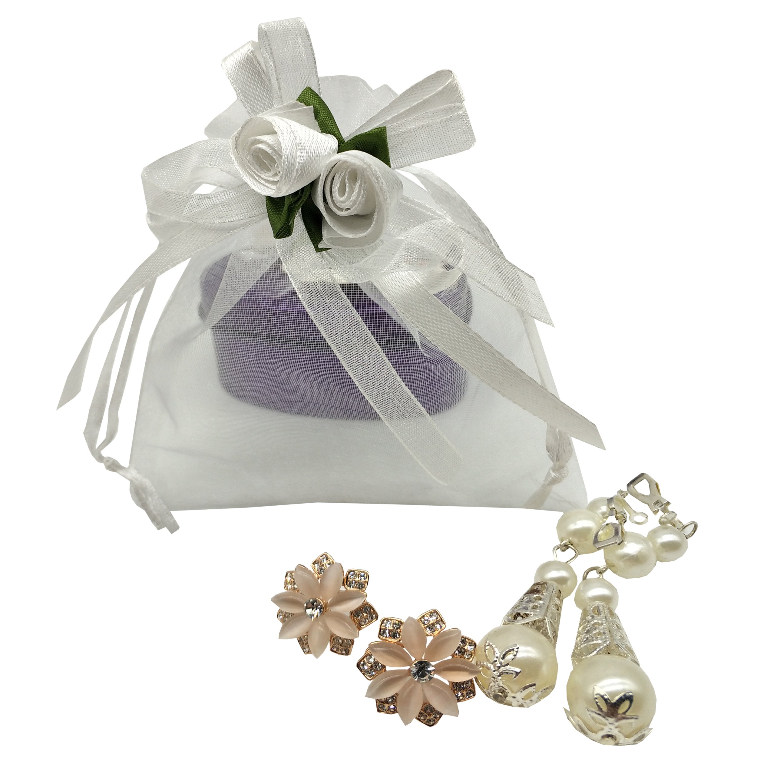50pcs White Sheer Organza Favor Bags 3.8x4.8 Inches - Wedding Gift Bags, Party Favors, Jewelry Pouches & Sample Display Drawstring Bags - Perfect for Bridal Showers, Baby Showers & Special Events
