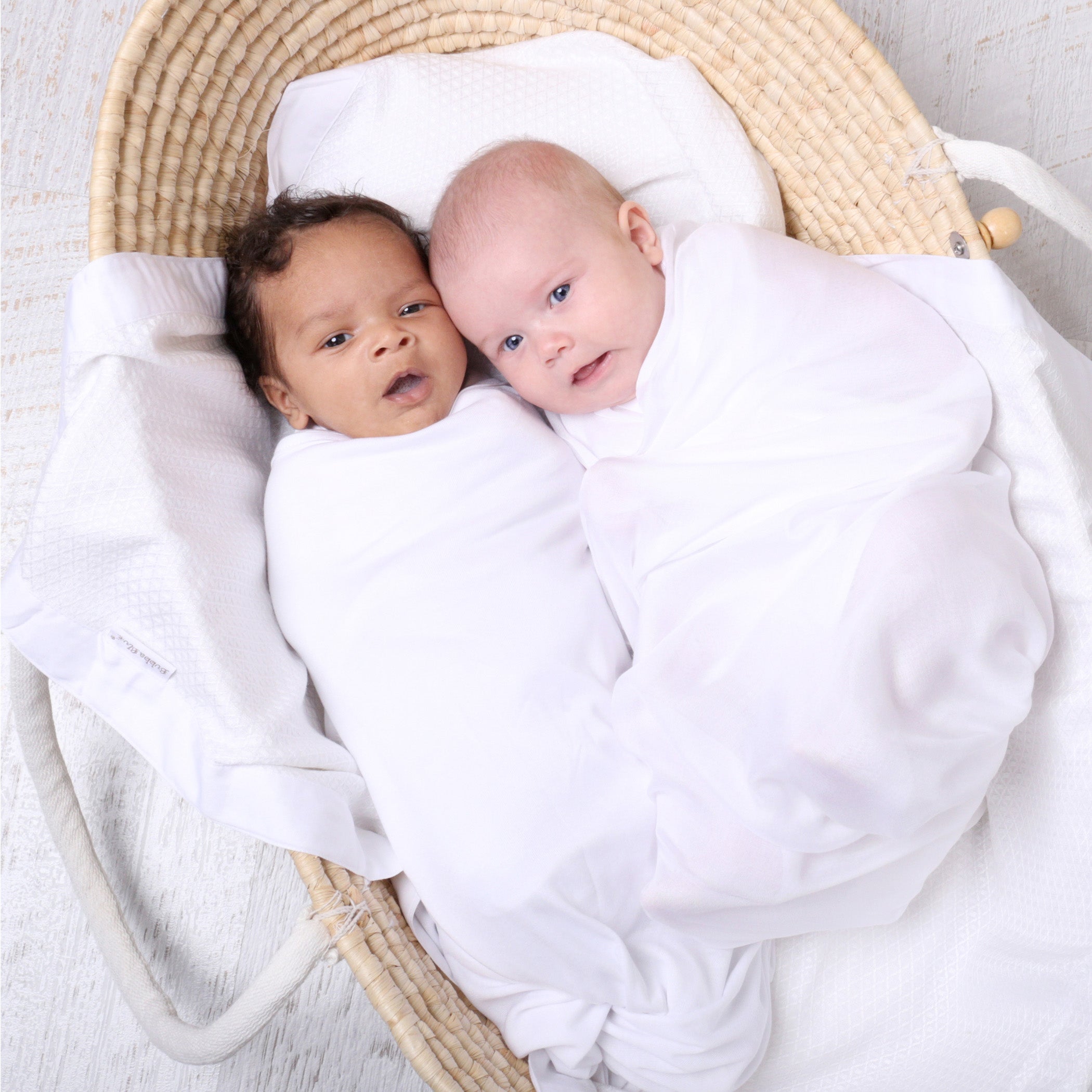 Soft Bamboo White 2-Pack Stretch Jersey Swaddle Wraps for Newborns - Perfect for Baby Sleep, Swaddling & Comfort