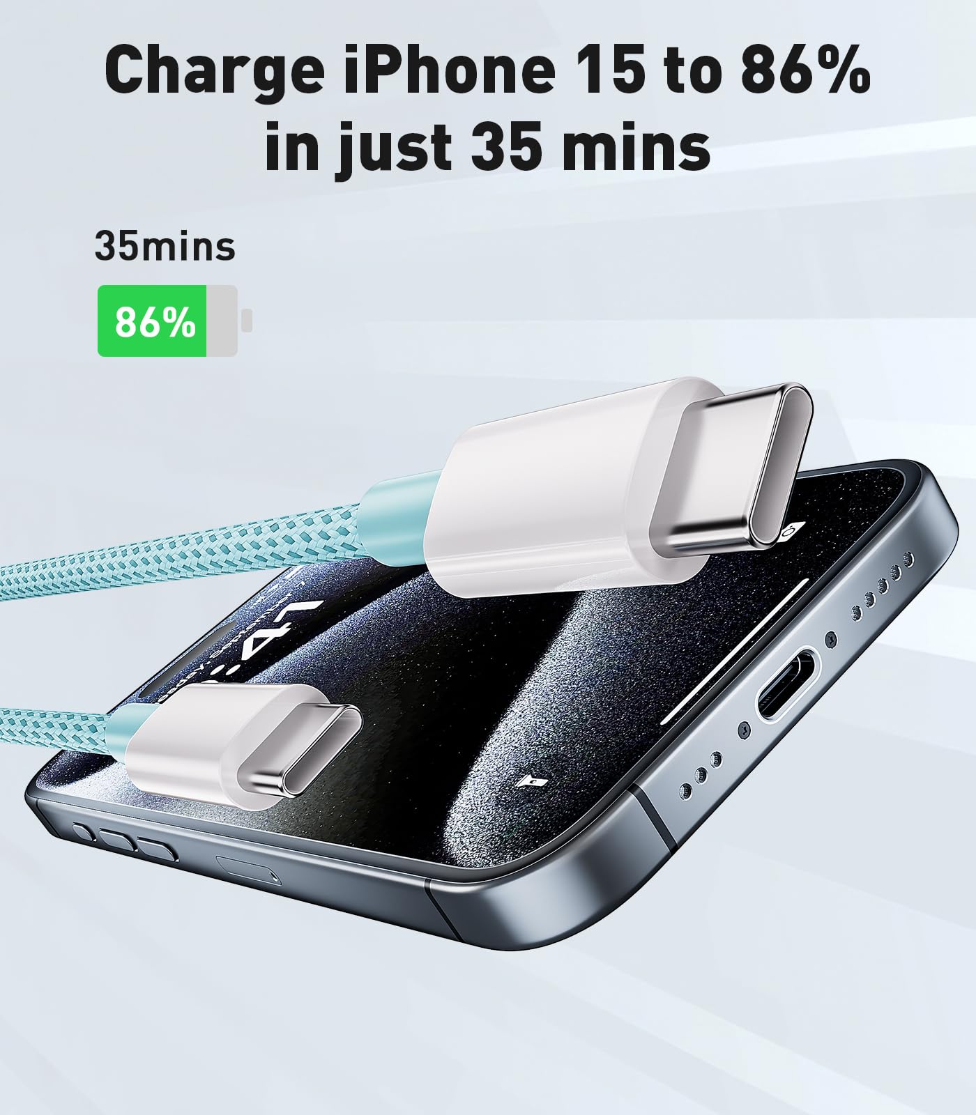 60W USB C to USB C Fast Charging Cable 0.3M - Compatible with iPhone 15/Plus/Pro Max, Samsung Galaxy S23/S22, Pixel 7 Pro, Huawei, MacBook Pro 2021, iPad Air 5 - Perfect for Home, Office & Travel Charging