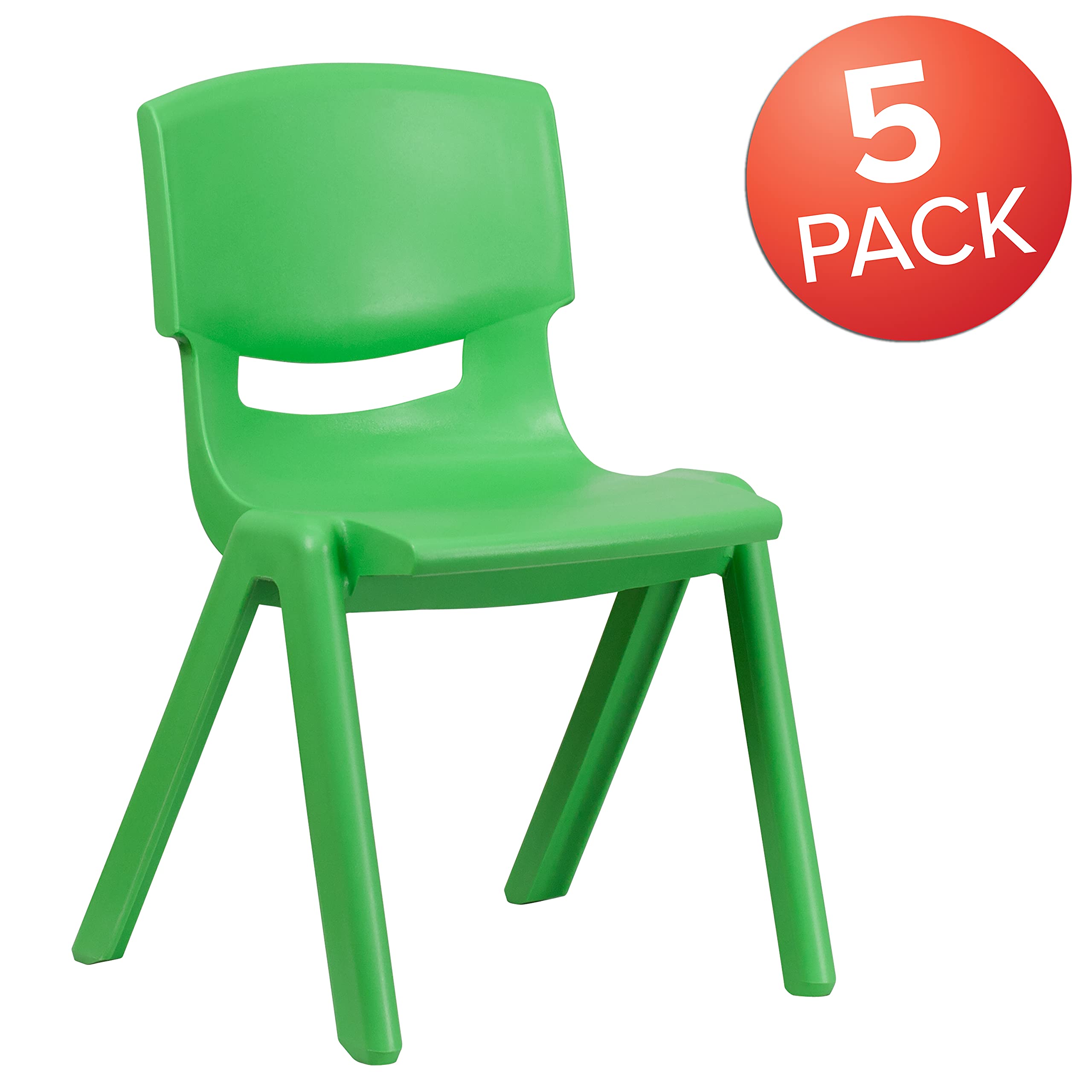 Flash Furniture Whitney 5-Pack Green Plastic Stacking School Chairs - 15.5