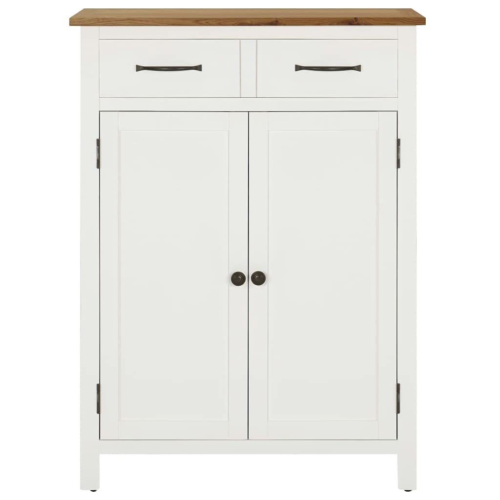 White Solid Acacia Wood Shoe Cabinet - 29.9 x 14.6 x 41.3 Inch Shoe Storage Organizer with 4 Shelves | Rustic Oak & White Finish for Entryway, Hallway, or Bedroom Organization
