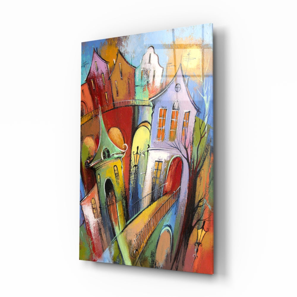 Colorful Town II - Vibrant Abstract Wall Art Painting for Living Room, Bedroom & Office Decor - Perfect for Modern Home & Office Spaces