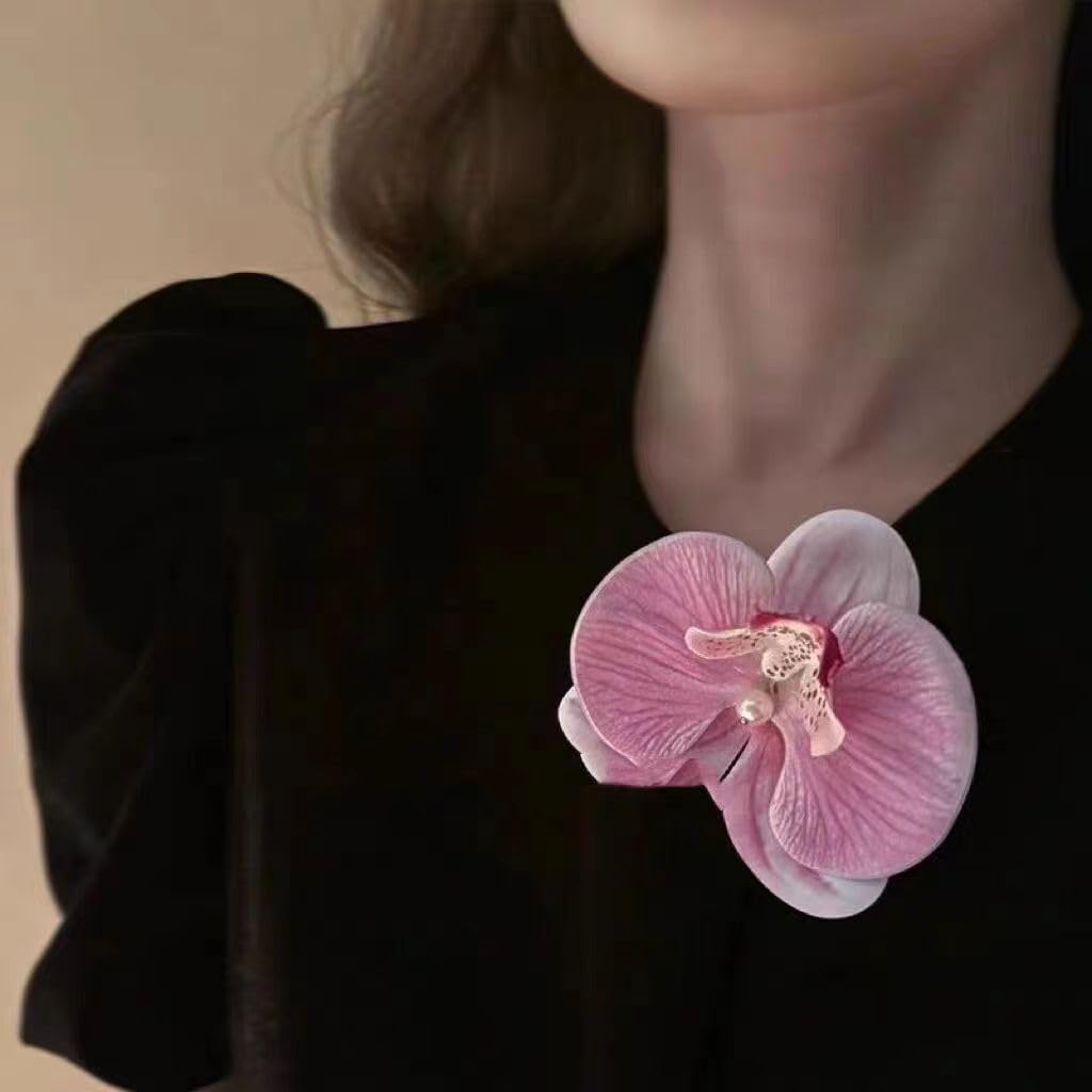 3 Colors Bohemian Butterfly Orchid Hair Clips - Artificial Phalaenopsis Hair Barrettes for Women, Girls & Kids - Perfect for Beach Vacations, Weddings & Boho Fashion Accessories