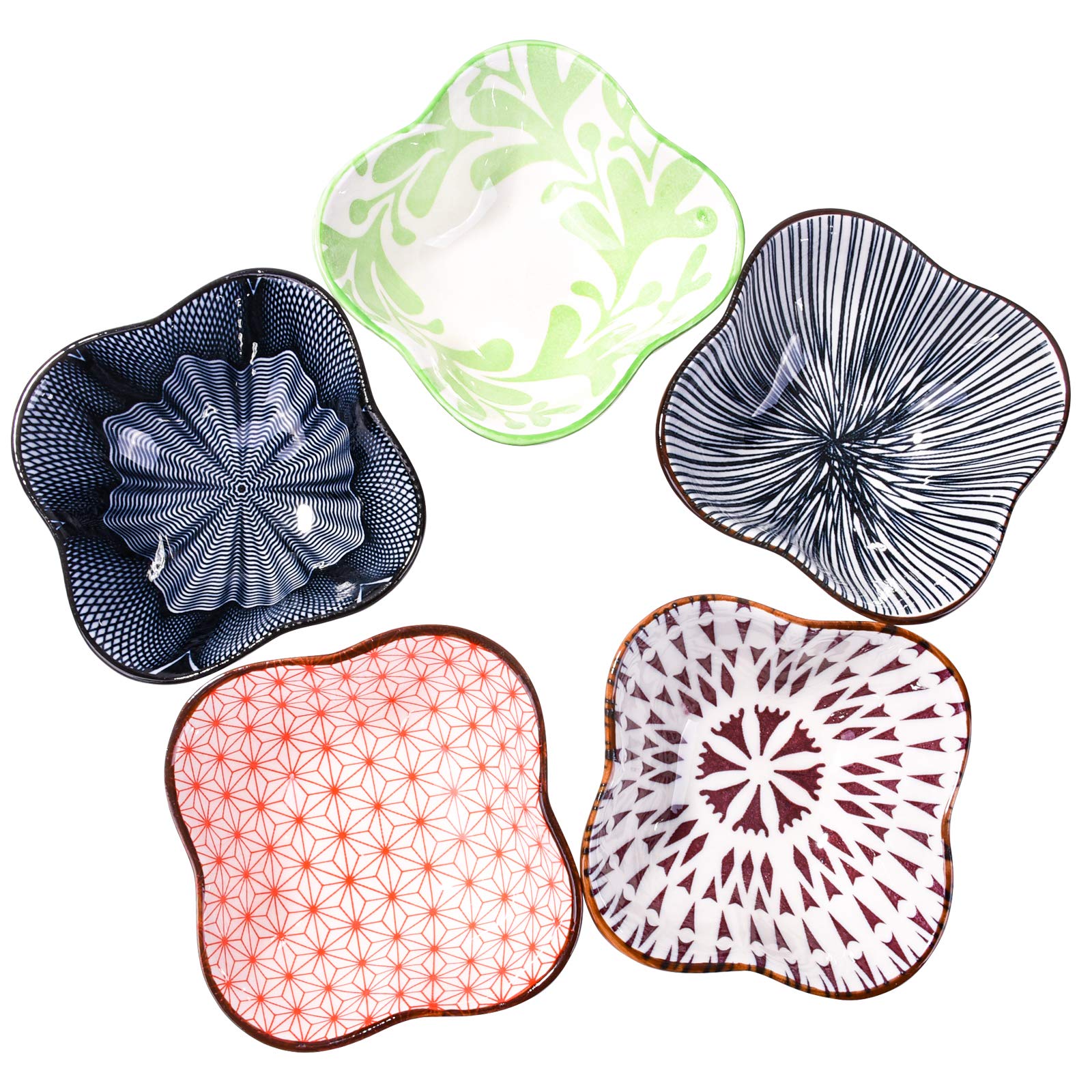 Premium Ceramic Soy Sauce Dishes Set of 5 - Small Dipping Bowls for Sushi, Ketchup, BBQ & Seasoning - Perfect for Asian Cuisine, Restaurants & Home Dining
