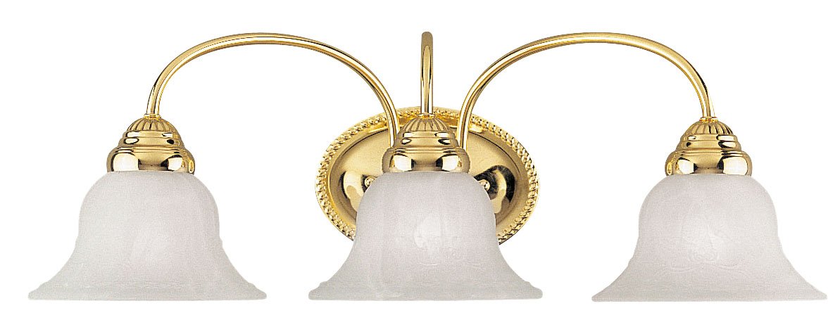 Livex Lighting 1533-02 Edgemont 3-Light Bathroom Vanity Light in Polished Brass with White Alabaster Glass Shades - 23.5