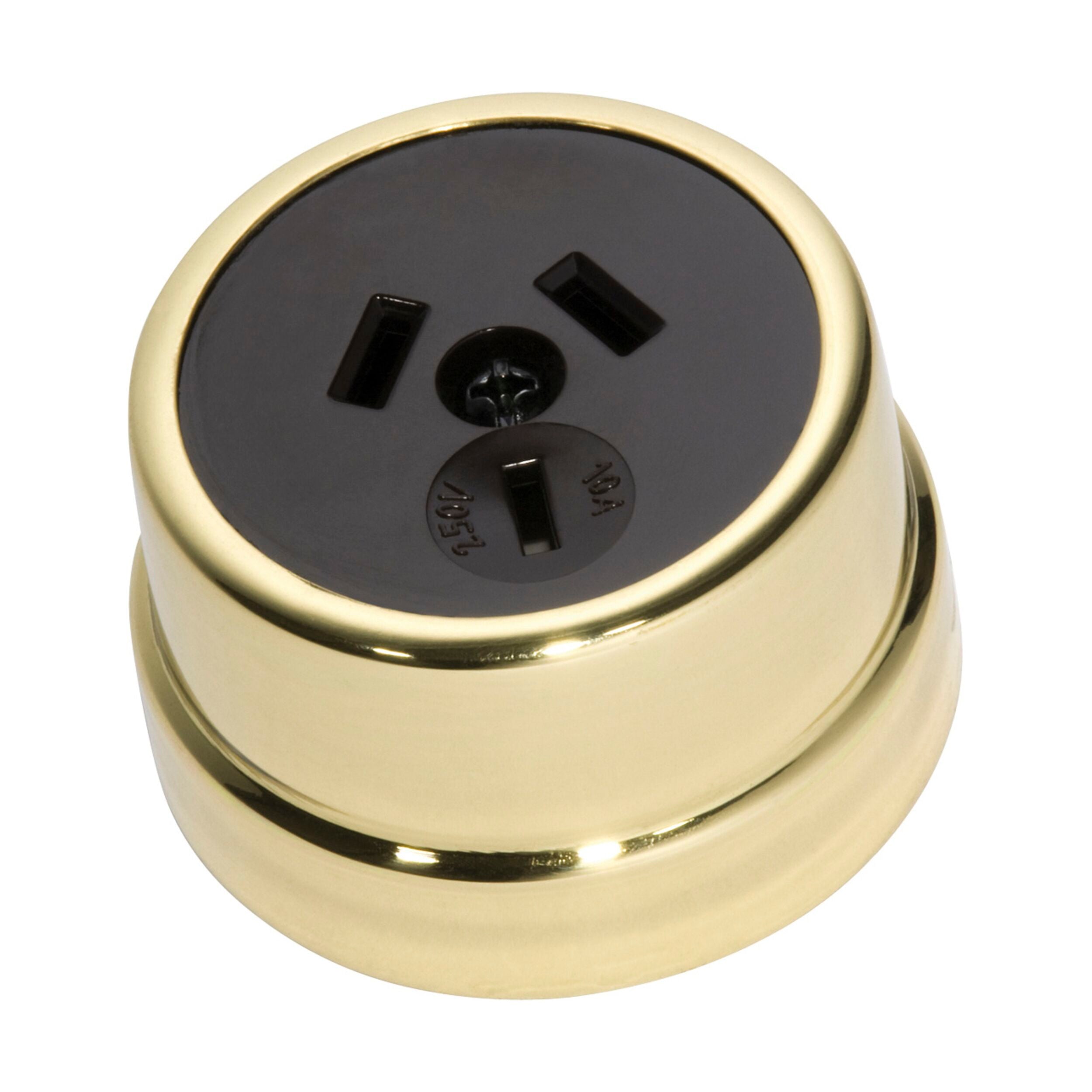 5479 Traditional Brown Socket Mechanism - Polished Brass, D50xP30mm - Perfect for Vintage Lighting Fixtures and Home Decor