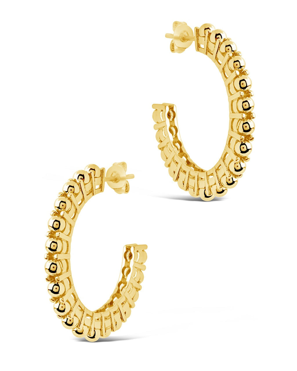 Stylish Polished Hoop Earrings for Women - 14K Gold Plated Bubble Design Dangle Earrings | Perfect for Parties, Weddings & Everyday Wear