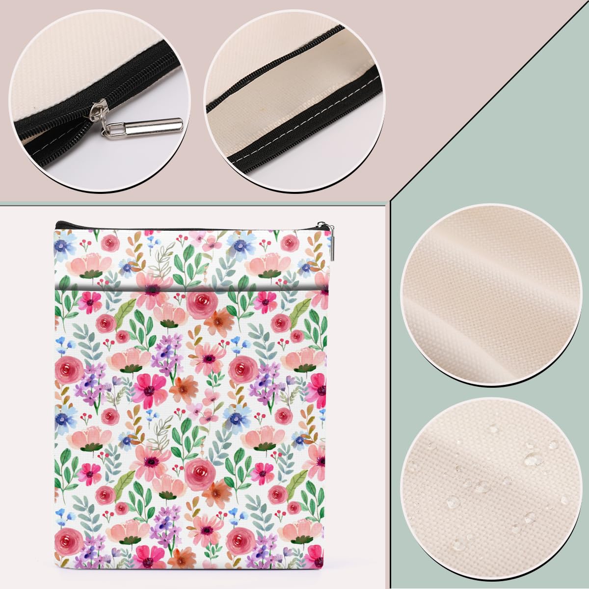 Floral Book Sleeve Cover - Cute Book Protector for Women, Book Lovers Gift Ideas - Perfect for Librarians, Teachers, Bookworms - Great for Mother's Day, Graduation, Birthday Presents - Use for Reading, Travel, School & Book Club Meetings