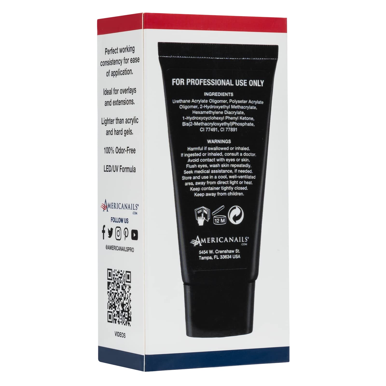 Americanails DuraFlex Gel Paste - Odor-Free Polygel Nail Paste for Nail Overlay & Extension | Strengthens & Lightens Nails | 2oz Tube in Cover Pink | Perfect for Salon Professionals & DIY Nail Art at Home