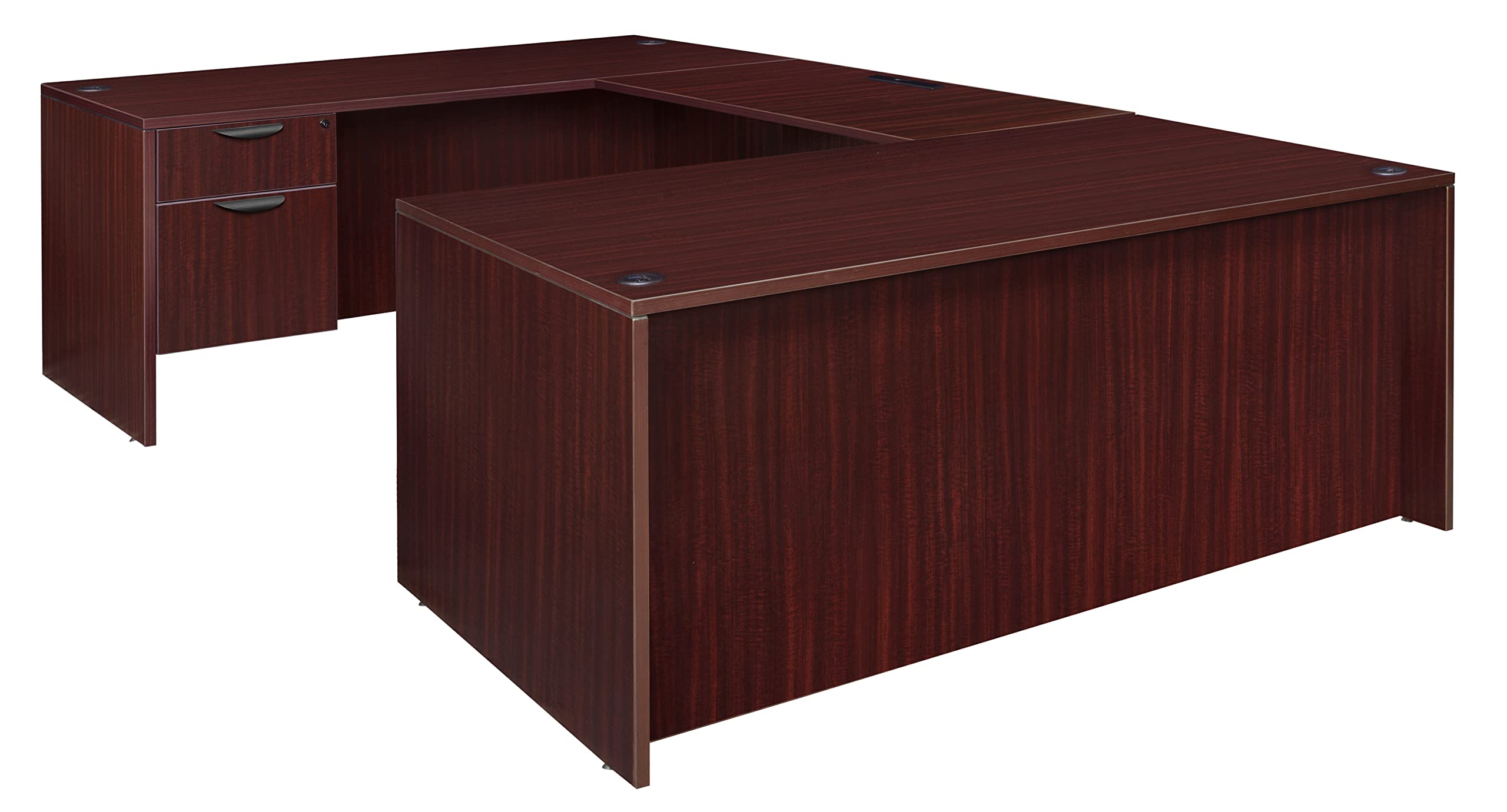 Regency U-Desk Legacy Double Pedestal Executive Desk - 47 Inch Mahogany Office Desk with File Drawers - Perfect for Home Office & Corporate Workspaces