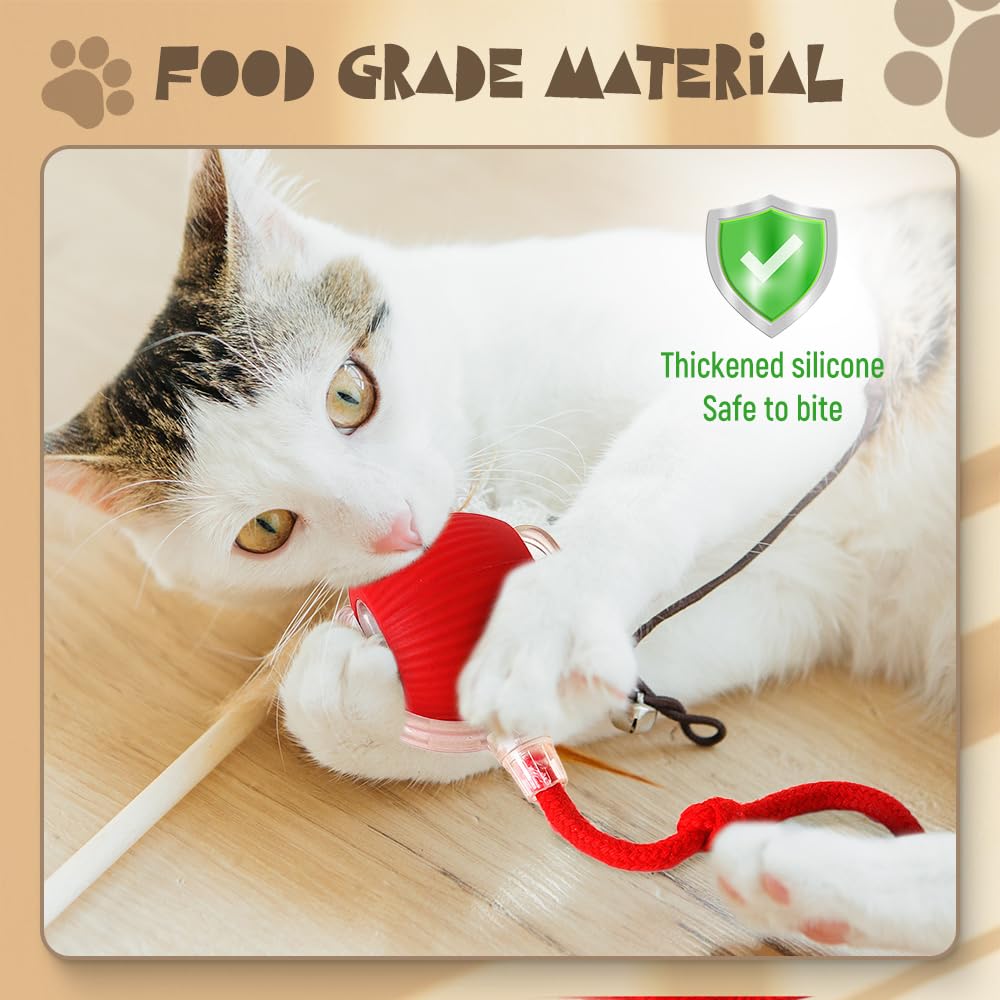 2024 Upgraded Interactive Cat Toy Ball - Automatic Self Rolling Smart Pet Toy for Indoor Cats & Kittens, Boredom Relief for Adult Cats & Dogs, Fun Playtime (Red) - Perfect for Indoor Play, Exercise & Mental Stimulation