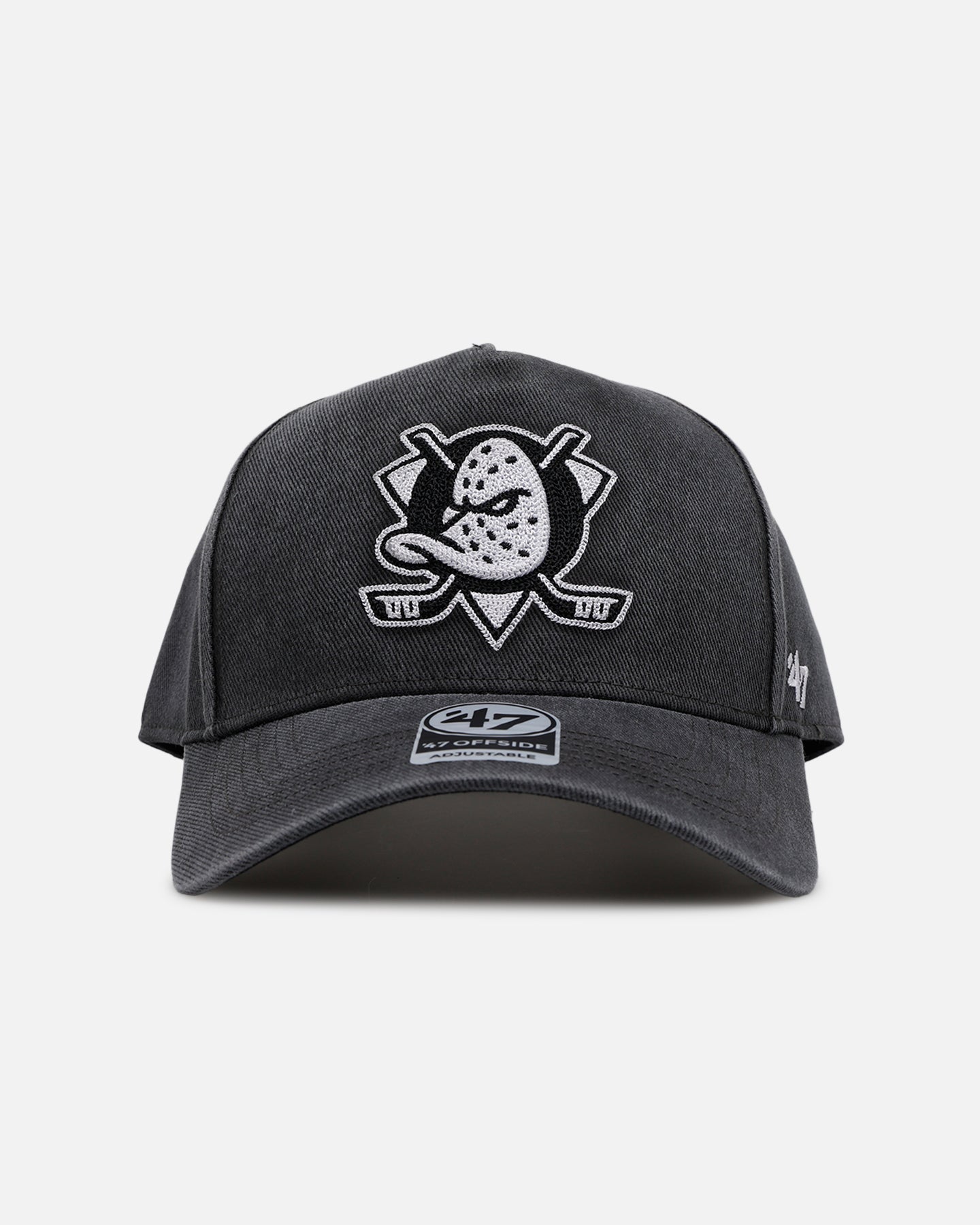 47 Brand Anaheim Ducks 'Washed Black' Snapback Hat - Official NHL Team Logo Adjustable Baseball Cap for Men & Women - Perfect for Game Day, Sports Events & Casual Wear