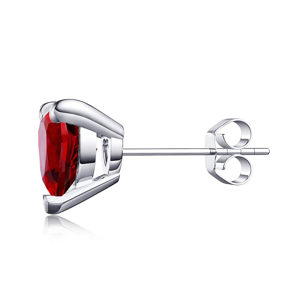 1 CT Heart Shaped Birthstone Stud Earrings - Genuine Gemstone Jewelry for Women, Perfect Gift for Anniversary, Valentine's Day & Mother's Day - Elegant Everyday Wear & Special Occasions