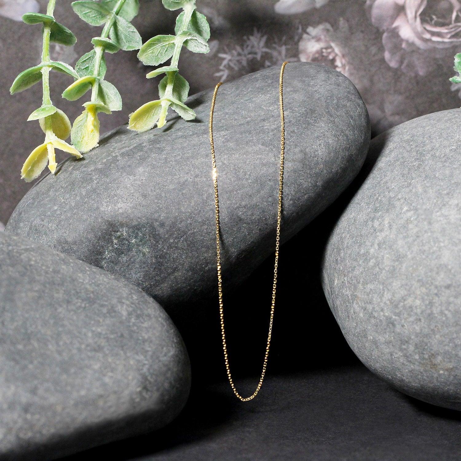 14K Yellow Gold Diamond Cut Cable Link Chain Necklace - 0.7mm Thin Dainty Chain for Women, Perfect for Layering, Everyday Wear & Gift Giving