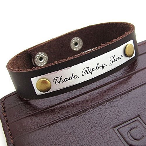 Custom Engraved Leather Bracelet for Men - Personalized Mens Jewelry Gift for Anniversary, Groomsmen & Special Occasions - Stylish Leather Wristband for Everyday Wear & Formal Events