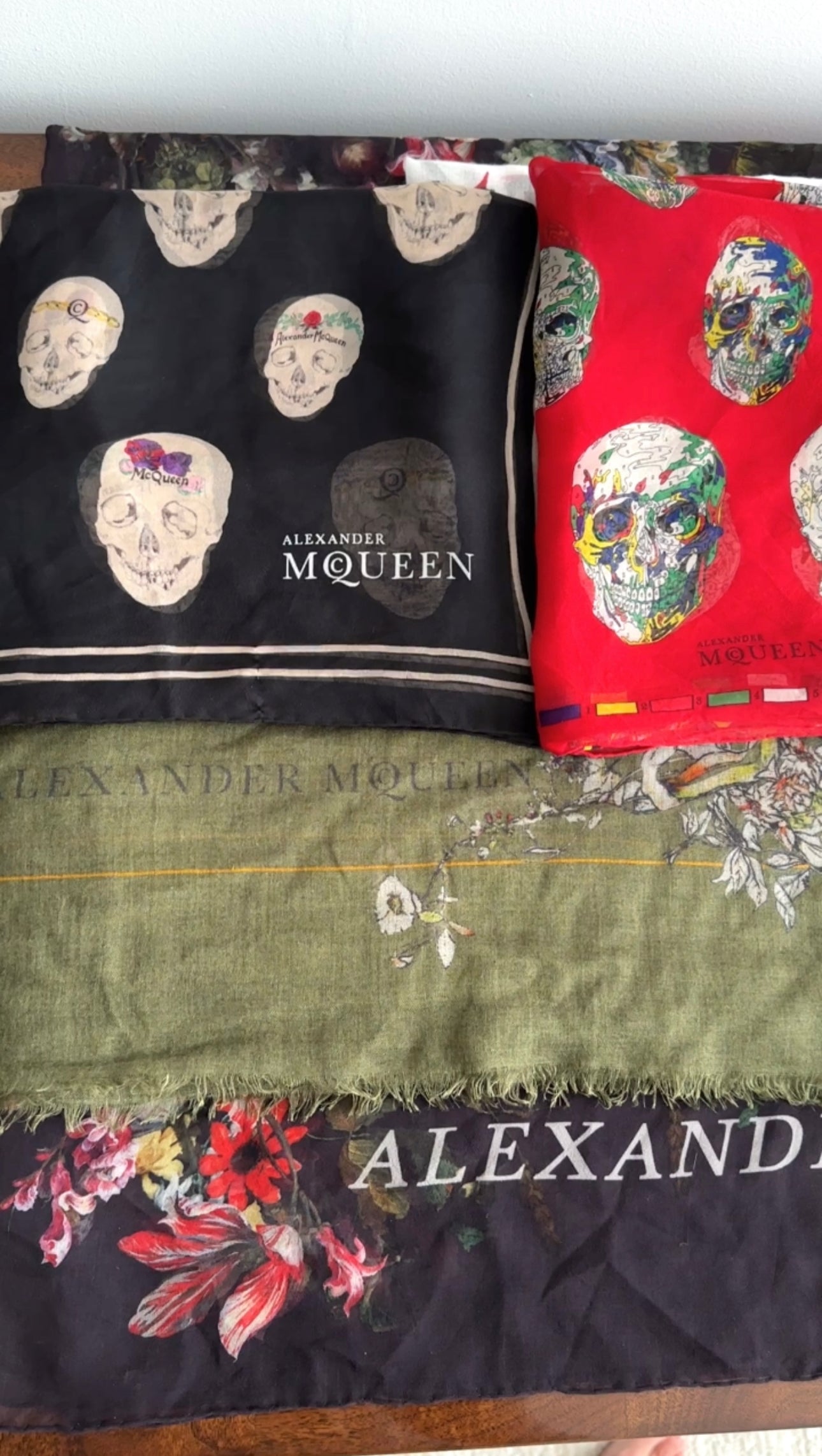 Alexander McQueen Black Sheer Chiffon Skull Scarf - Luxury Fashion Accessory for Women, Elegant Wrap for Parties & Evening Events