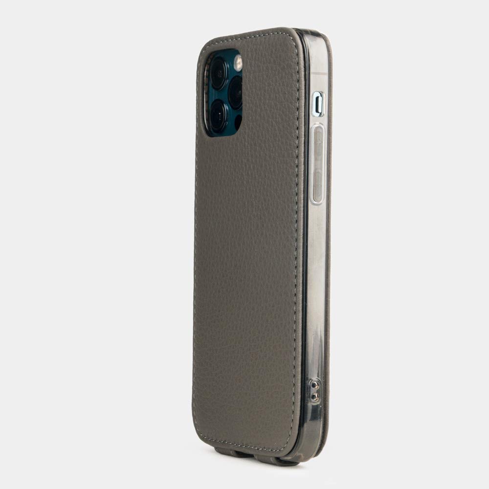 Premium French Leather Portfolio Case for iPhone 12 Pro Max - Patented Design - Luxury Grey Phone Wallet - Perfect for Business Professionals & Travel
