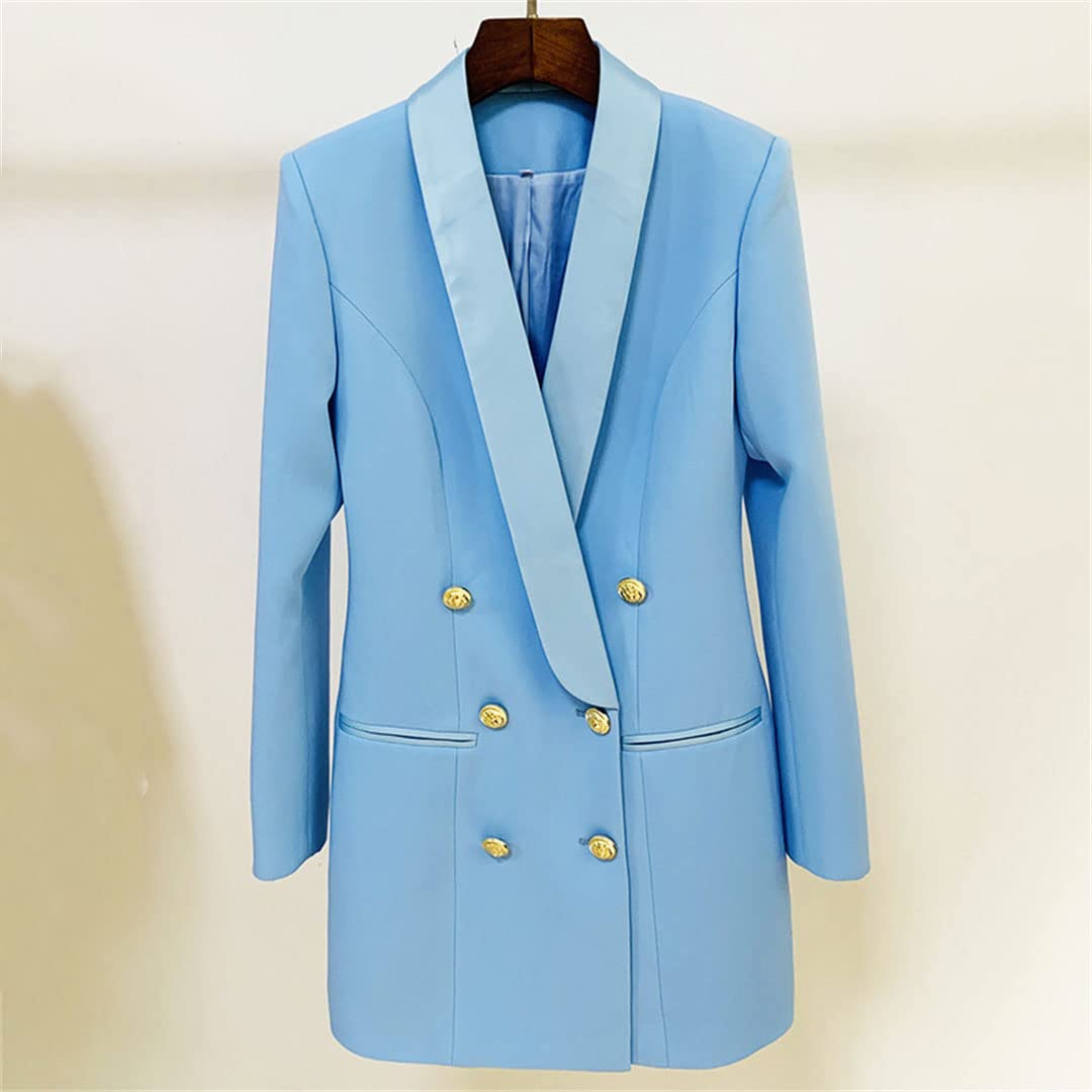 Women's Sexy Long Sleeve Blazer Dress - Formal Office Work Jacket with Shawl Collar & Double Breasted Design for Autumn | Perfect for Business Meetings, Office Wear & Professional Outfits