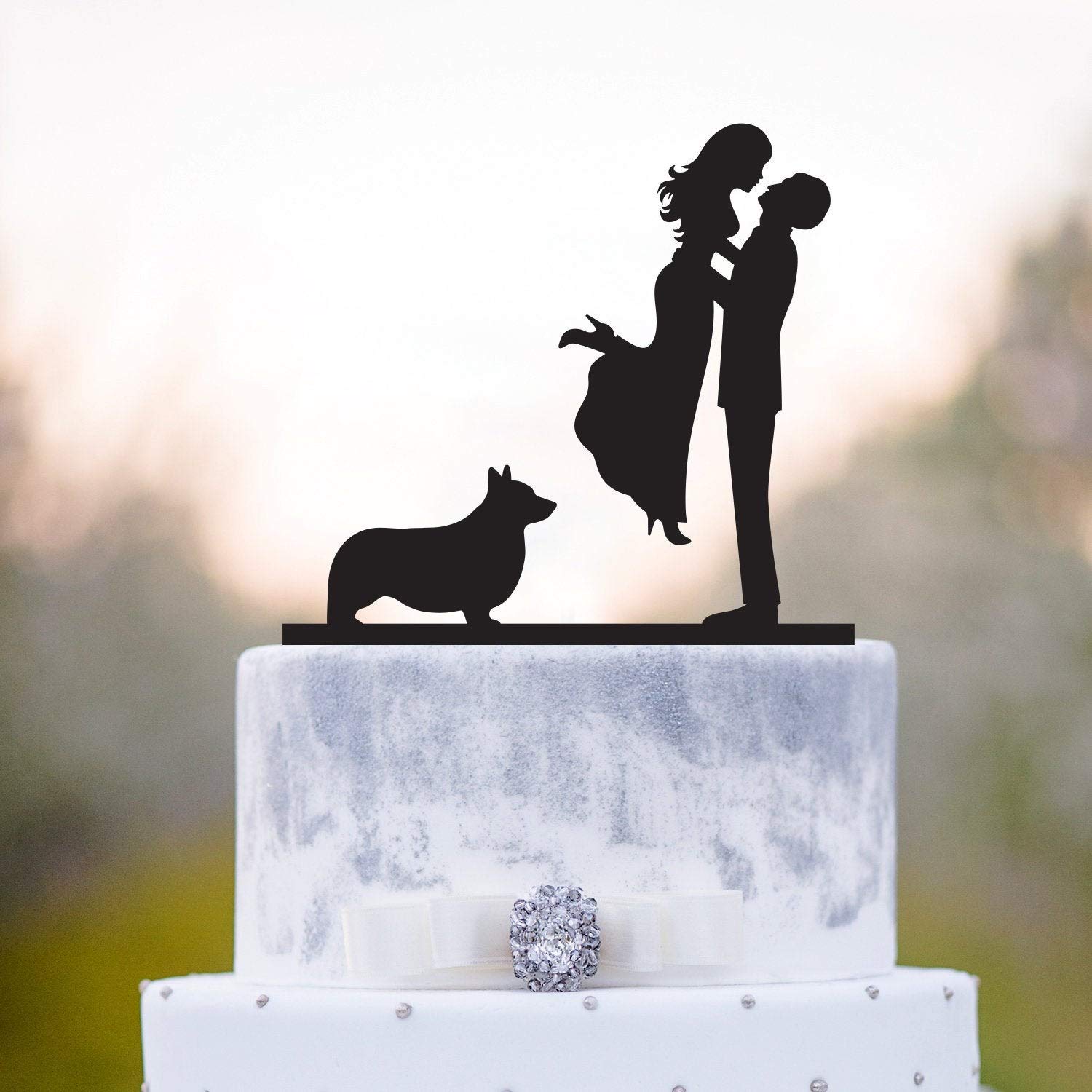 Custom Welsh Corgi Wedding Cake Topper - Personalized Dog Cake Topper for Bride & Groom - Perfect for Anniversaries, Engagement Parties & Pet-Themed Celebrations