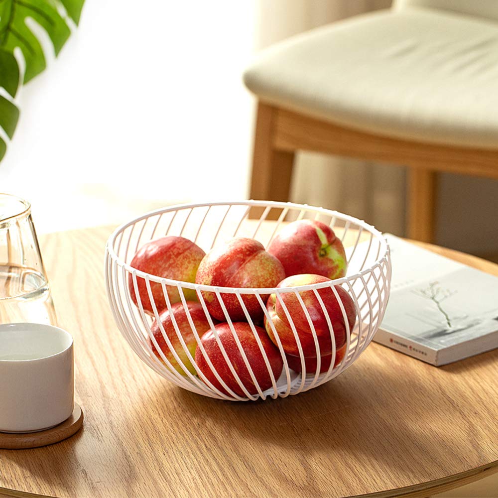 Poeland Metal Wire Fruit Basket - Rustic Kitchen Countertop Organizer for Fruits, Vegetables, Bread & Snacks | Durable Household Storage for Kitchen, Dining Room & Living Room | Perfect for Farmhouse & Modern Home Decor