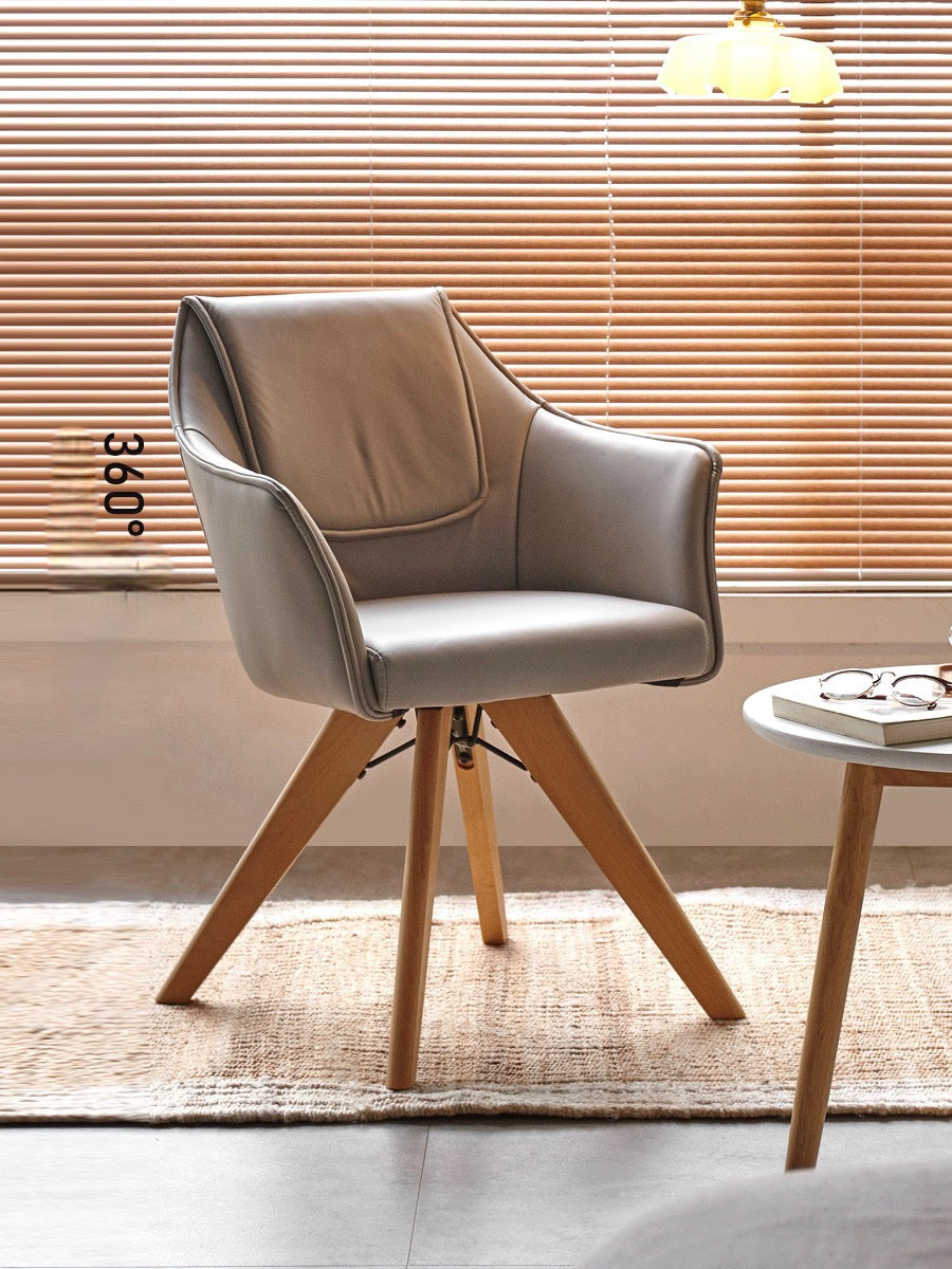 360° Swivel Beech Solid Wood Soft Chair - Ergonomic Comfort for Living Room, Office & Study