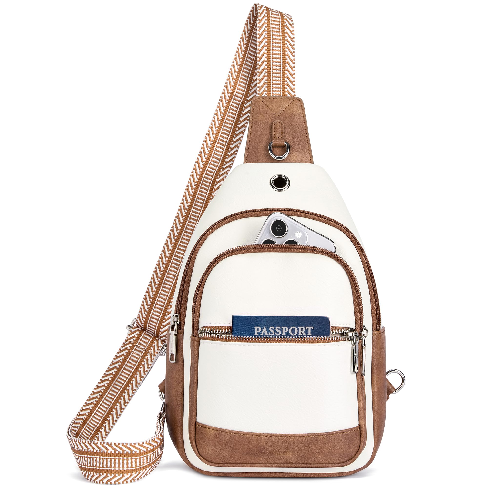 BOSTANTEN 7L Women's Vegan Leather Crossbody Sling Bag - Large Travel Purse & Backpack for Essentials | Perfect for Work, Gym, Hiking & Daily Commute