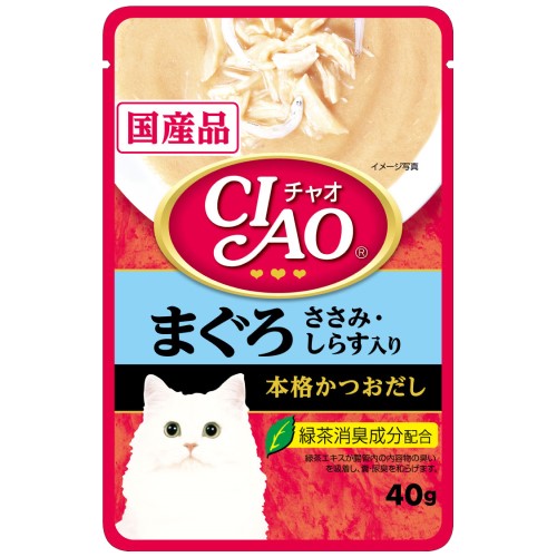 Premium Ciao Cat Wet Food - Creamy Soup Pouch with Tuna & Chicken Fillet Topping - High Protein Meal for Adult Cats - Perfect for Picky Eaters & Hydration Support - 24-Pack Carton
