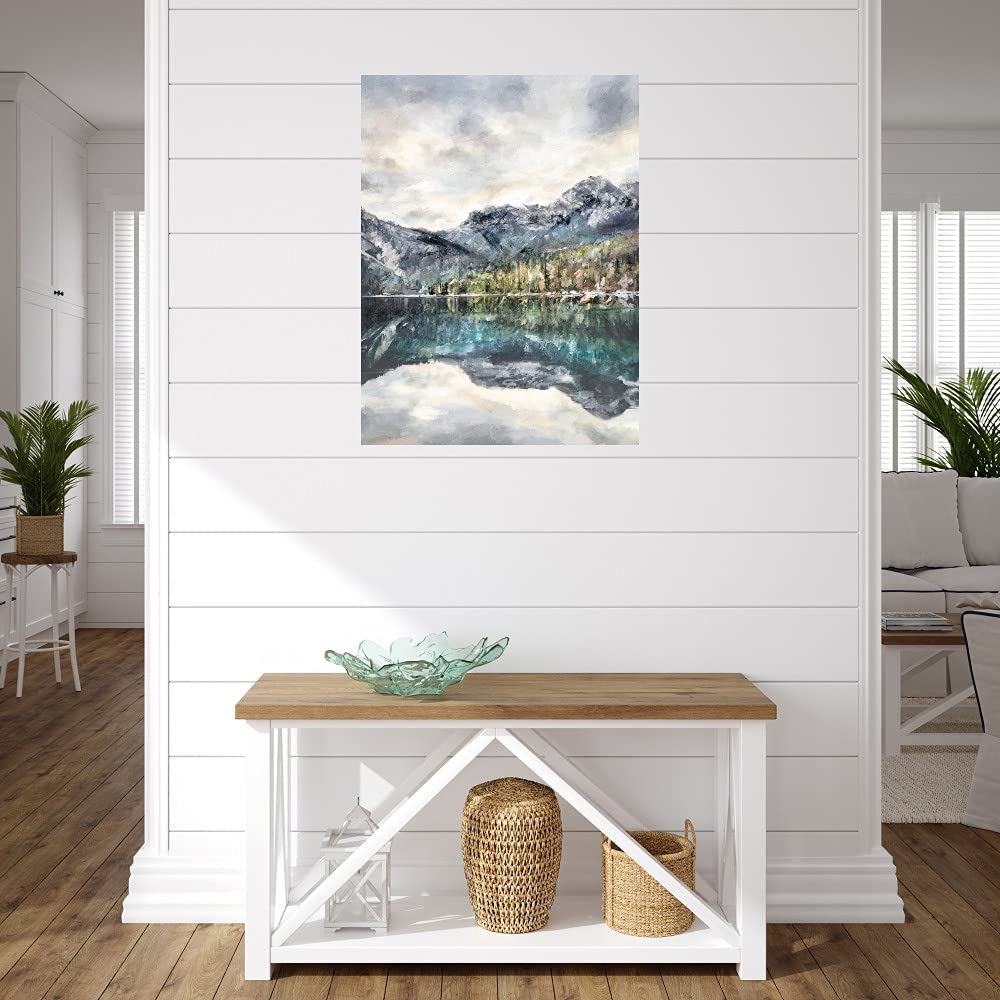 Lake Reflections Fine Art Canvas Wall Decor - Hand Painted Landscape Painting for Living Room, Bedroom, Office - Ready to Hang 42x56 Inches - Perfect for Home Decor & Gift Giving