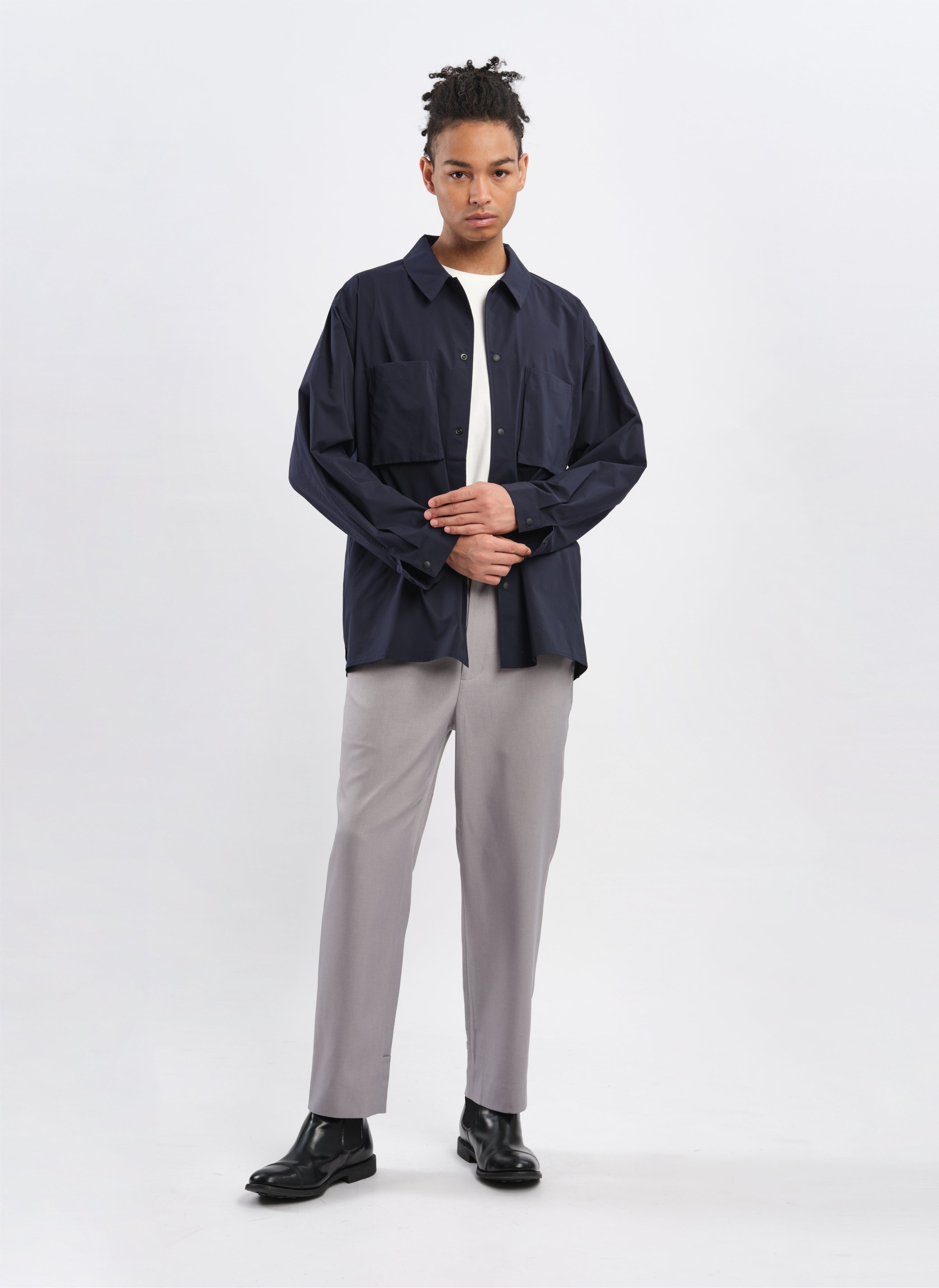 Minotech Snap Button Pocket Open Collar Shirt for Men - Casual Office Wear & Outdoor Activities