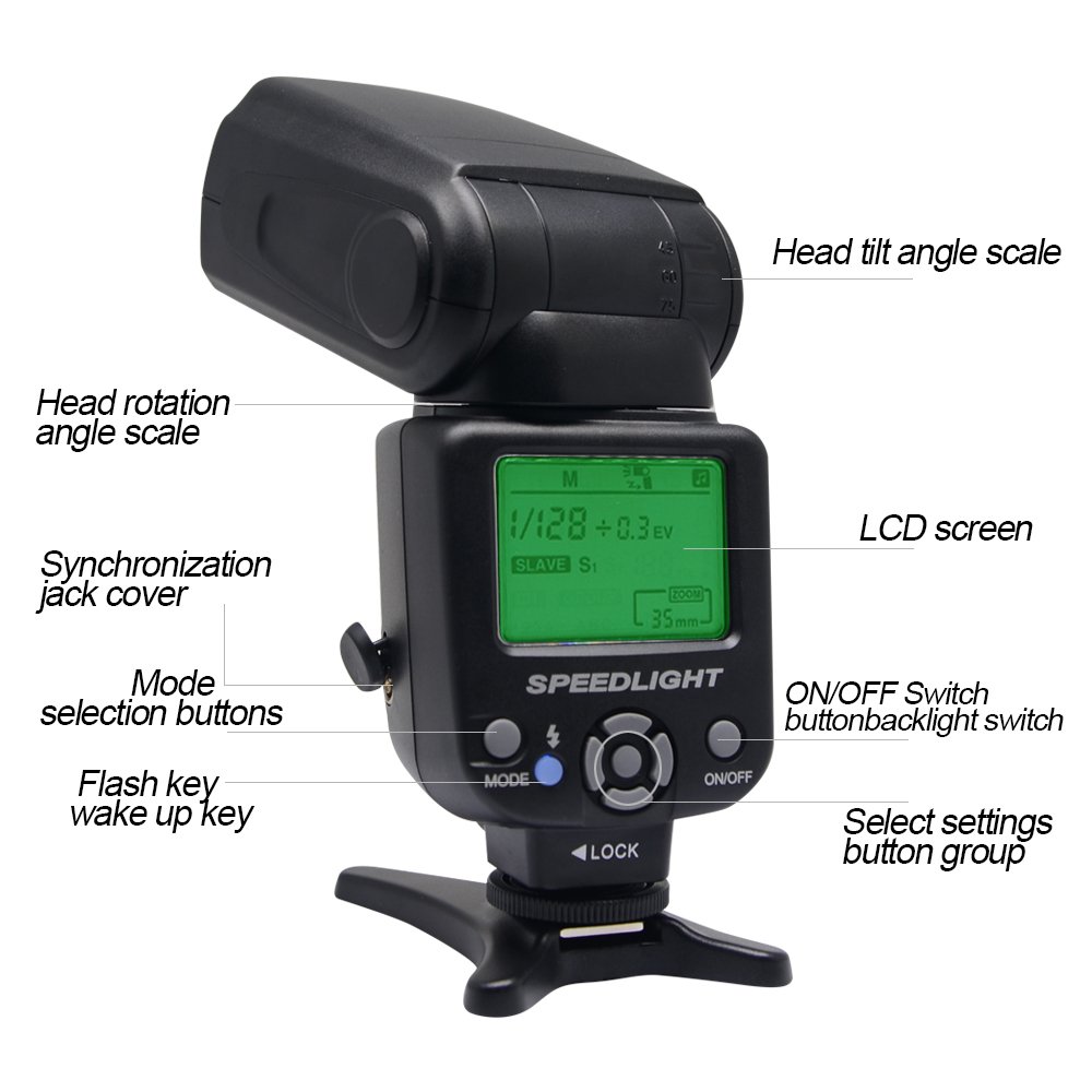 Professional VD-930 Universal Manual Speedlite Flash for Canon Nikon Panasonic Olympus Fujifilm Pentax DSLR Cameras - Hot Shoe Compatible with LCD Display - Perfect for Portrait, Wedding & Studio Photography
